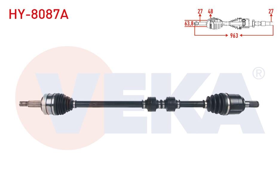 KOMPLE AKS SAG ON ABSLI 48 DIS UZUNLUK 963mm HYUNDAI IX35 1.6 GDI A-T 4X2 2010- / KIA SPORTAGE 1.6 GDI A-T 4X2 2010-
