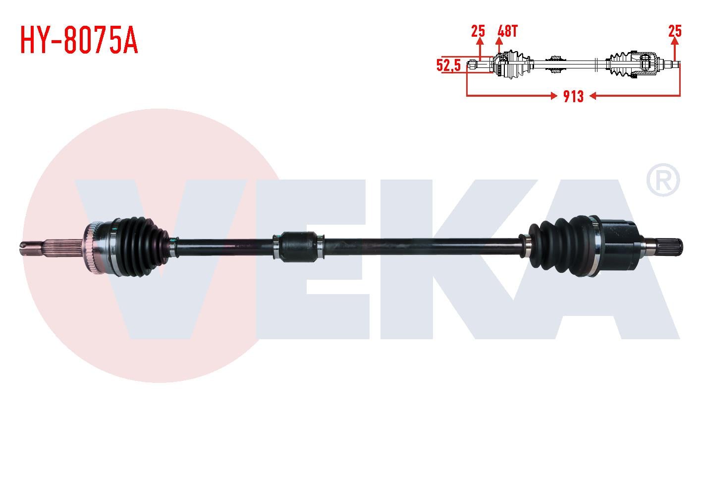 KOMPLE AKS SAG ON ABSLI 48 DIS UZUNLUK 913mm HYUNDAI GETZ (TB) 1.3i - 1.4i - 1.6i 2002-2008