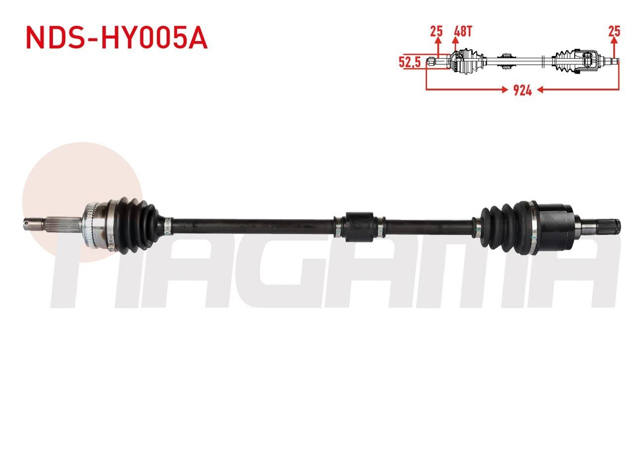 KOMPLE AKS SAG ON ABSLI 48 DIS UZUNLUK 924mm HYUNDAI ACCENT ERA 1.4i 16v - 1.6 CVVT 2006-2012