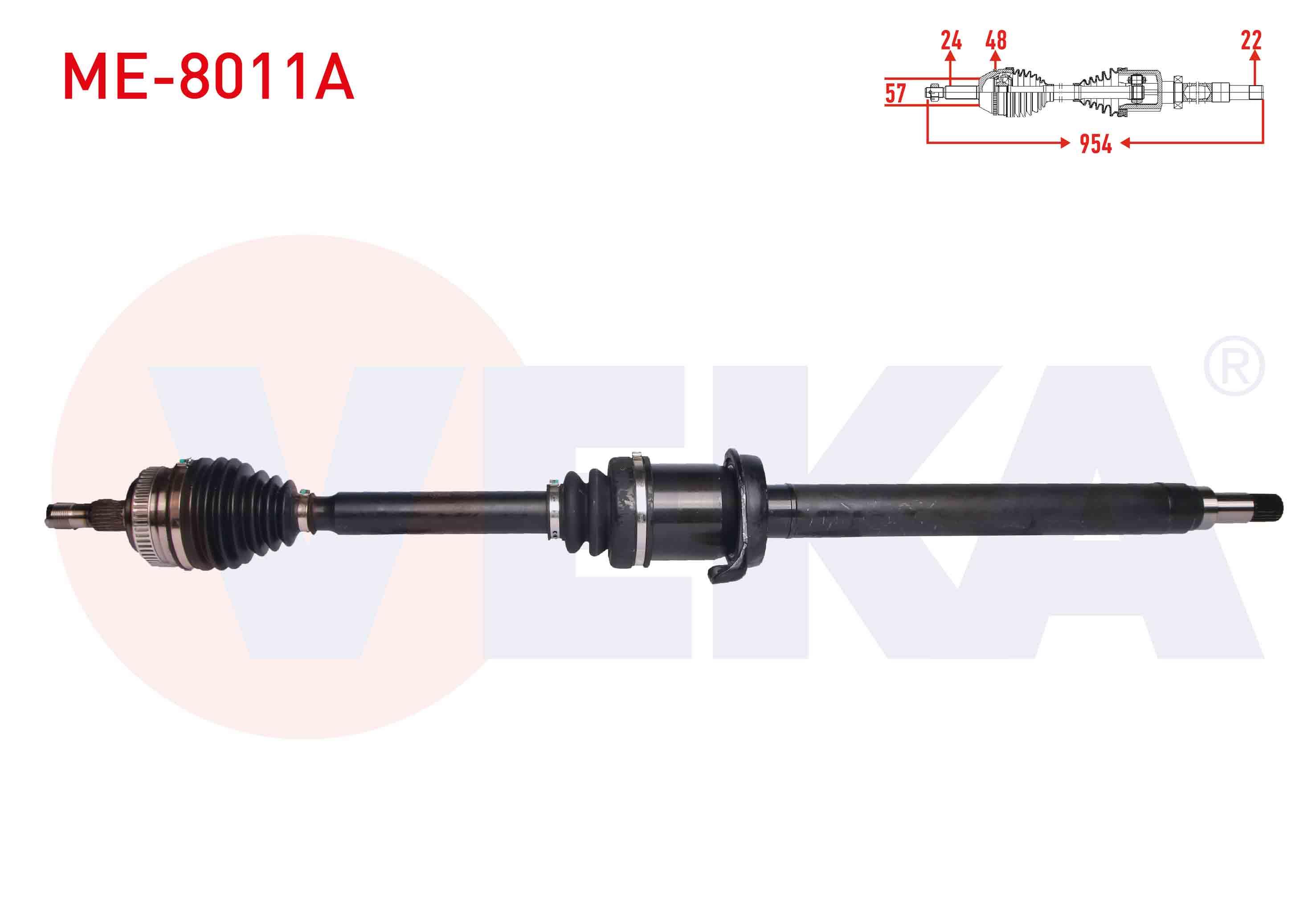 KOMPLE AKS SAG ON ABSLI 48 DIS UZUNLUK 954 mm MERCEDES A SERISI (W168) A 160 A-T/M-T 1997-2004 / VANEO (414) 1.7 CDI M-T 2002-2005