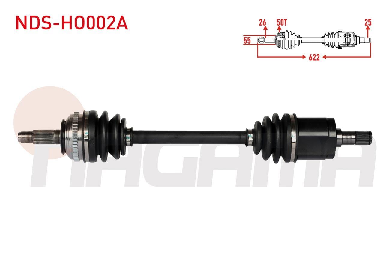 KOMPLE AKS SAG ON ABSLI 50 DIS UZUNLUK 622mm HONDA CIVIC V 1.5i - 1.6i 1992-1995