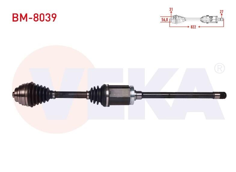 KOMPLE AKS SAG ON BMW X1 (E84) 2.0 D XDRIVE A-T/M-T UZUNLUK 822 mm 2011- 306361