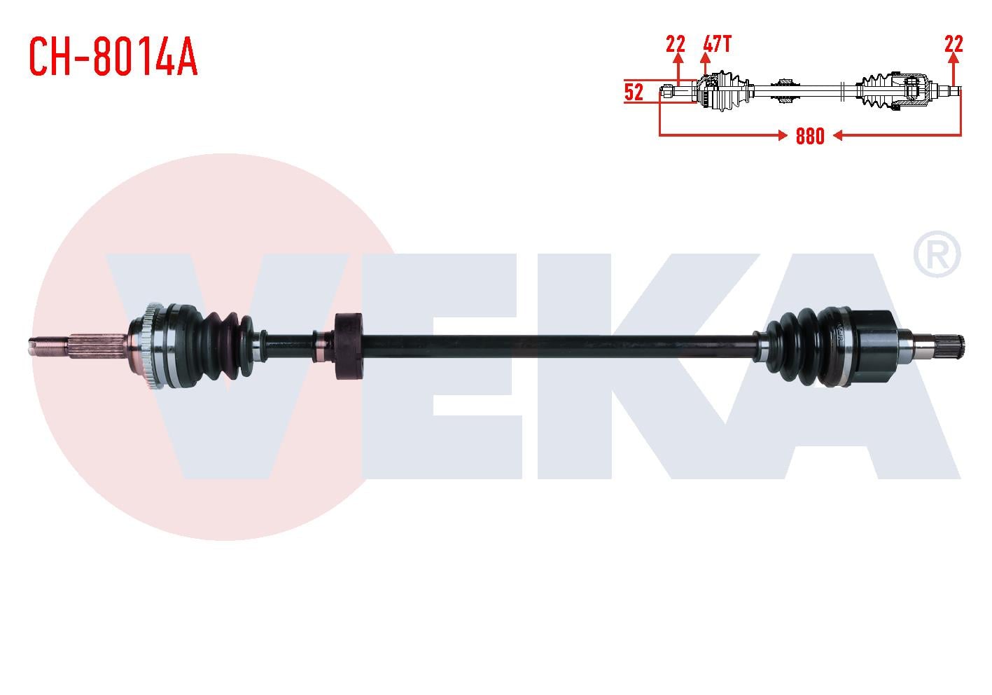 KOMPLE AKS SAG ON CHEVROLET AVEO (T250) 1.2 8v SOCH ABSLI 47 DIS M-T UZUNLUK 880mm 2006-2011