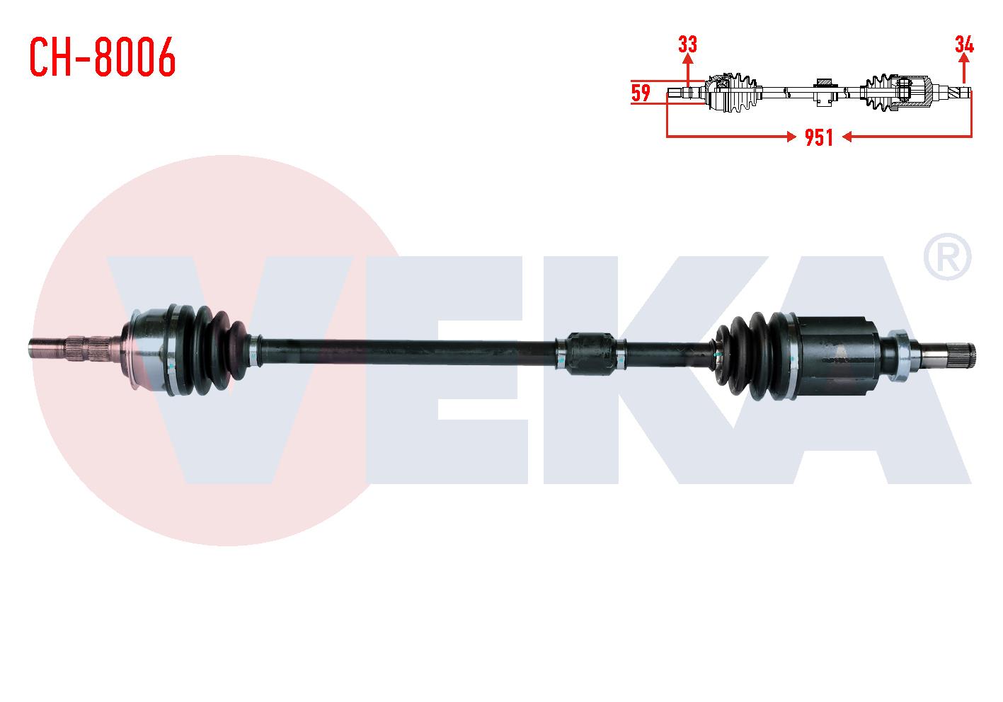 KOMPLE AKS SAG ON CHEVROLET CRUZE (J300) 1.6 A-T UZUNLUK 951mm 2009-2014