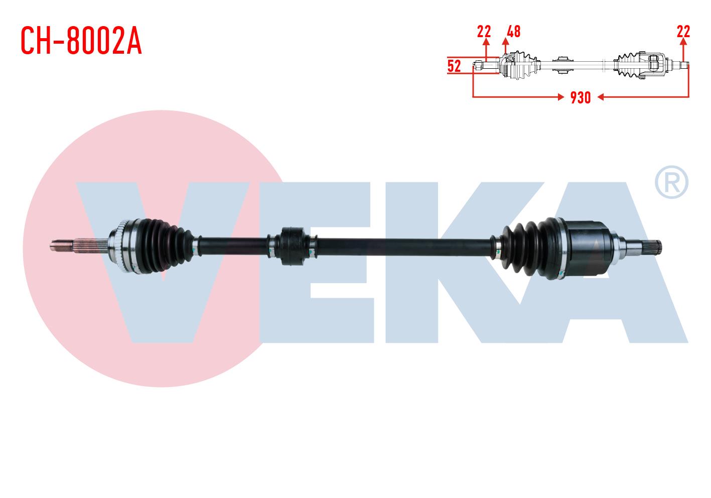 KOMPLE AKS SAG ON CHEVROLET KALOS (T200) 1.4 A-T ABSLI 48 DIS UZUNLUK 930mm 2003-2008