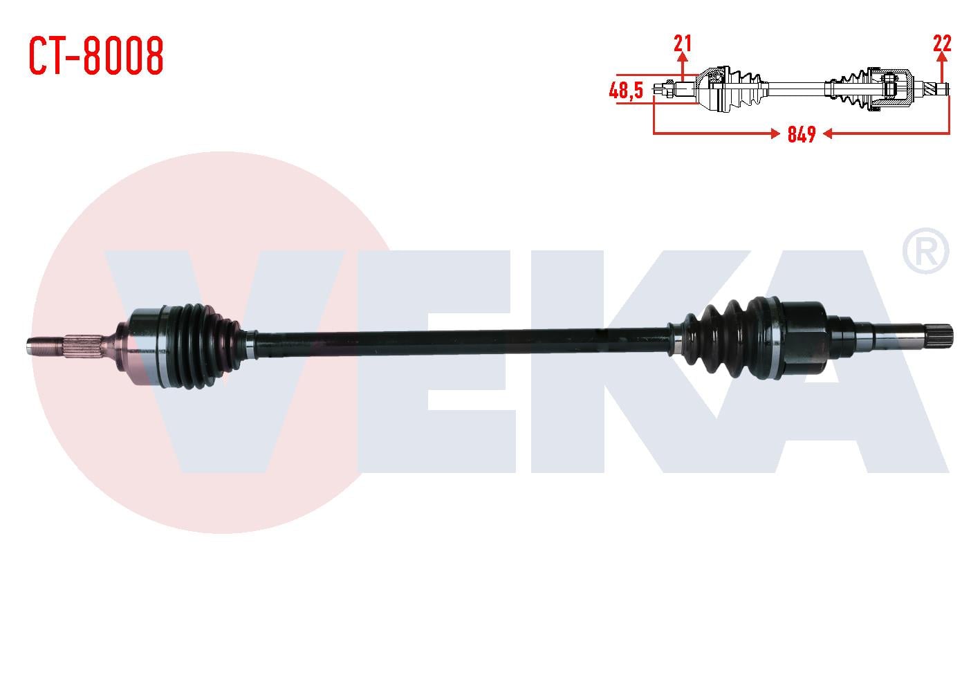 KOMPLE AKS SAG ON CITROEN C2 (JM) 1.4 HDI MA68 SANZIMAN UZUNLUK 849mm 2003-2009