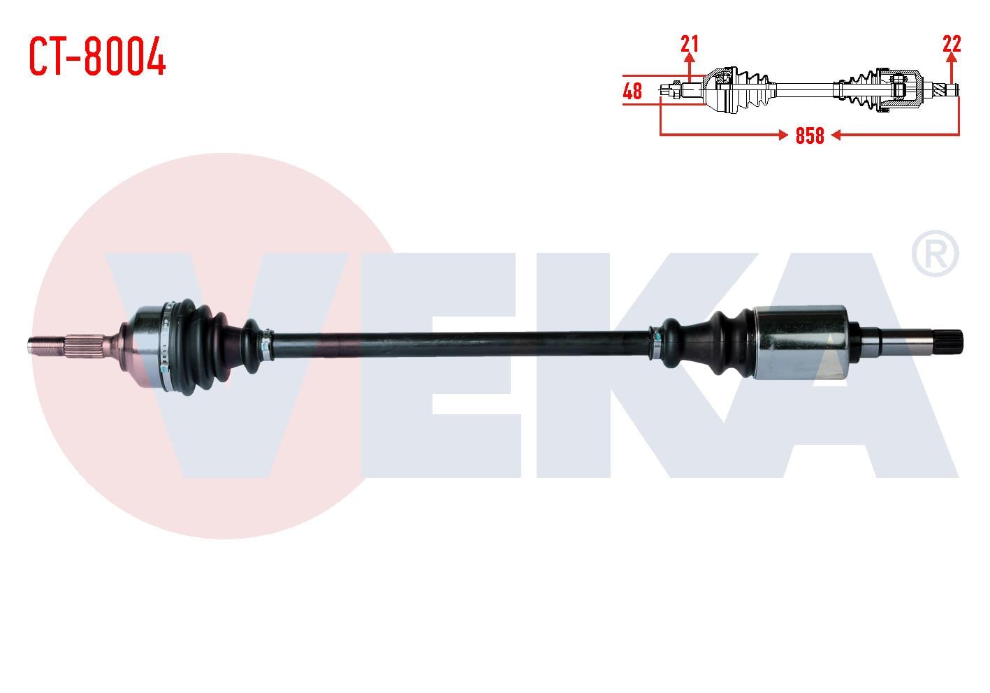 KOMPLE AKS SAG ON CITROEN C3 (FC) 1.4 HDI 70HP YAYLI TIP MA SANZIMAN UZUNLUK 858mm 2002-2009