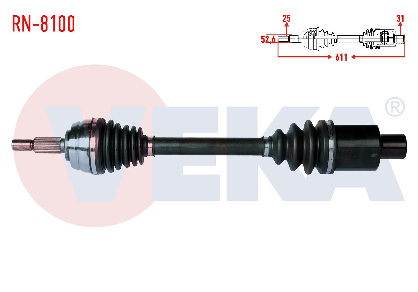 KOMPLE AKS SAG ON DACIA DUSTER 1.5 DCI 4X4 UZUNLUK 611mm 2012-