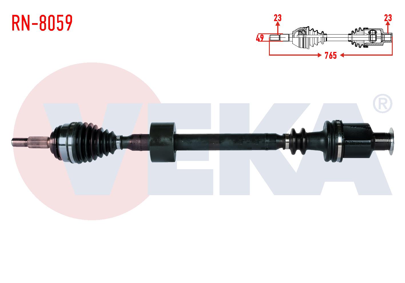 KOMPLE AKS SAG ON DACIA LOGAN (LS) 1.5 DCI UZUNLUK 765mm 2004-2012