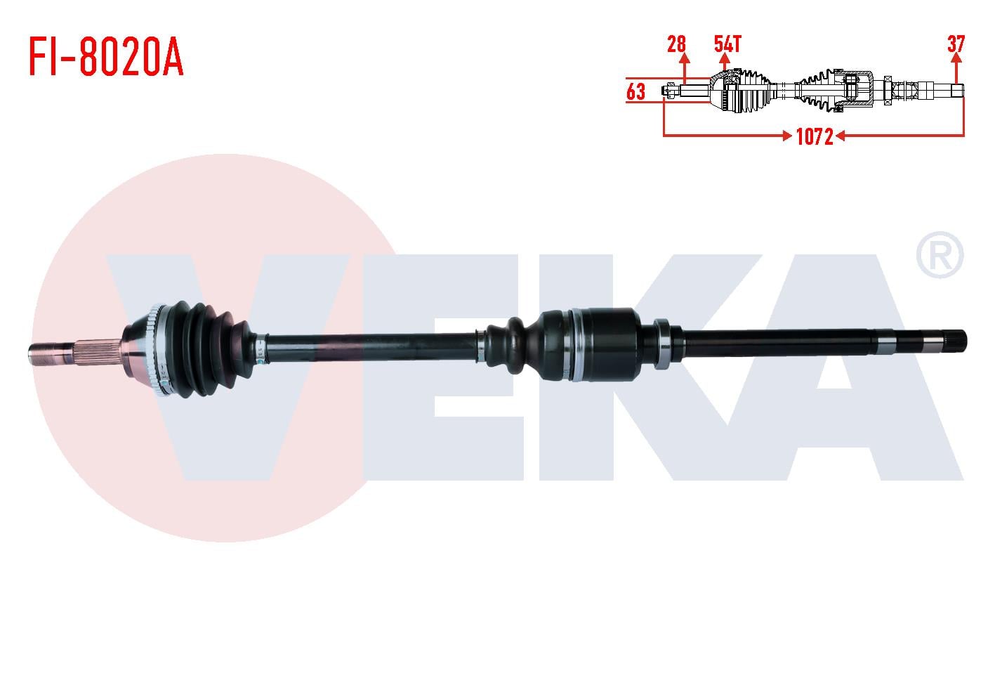 KOMPLE AKS SAG ON FIAT DUCATO (230) 2.5 D 10q-14q ABSLI 54 DIS UZUNLUK 1072mm 1994-2002