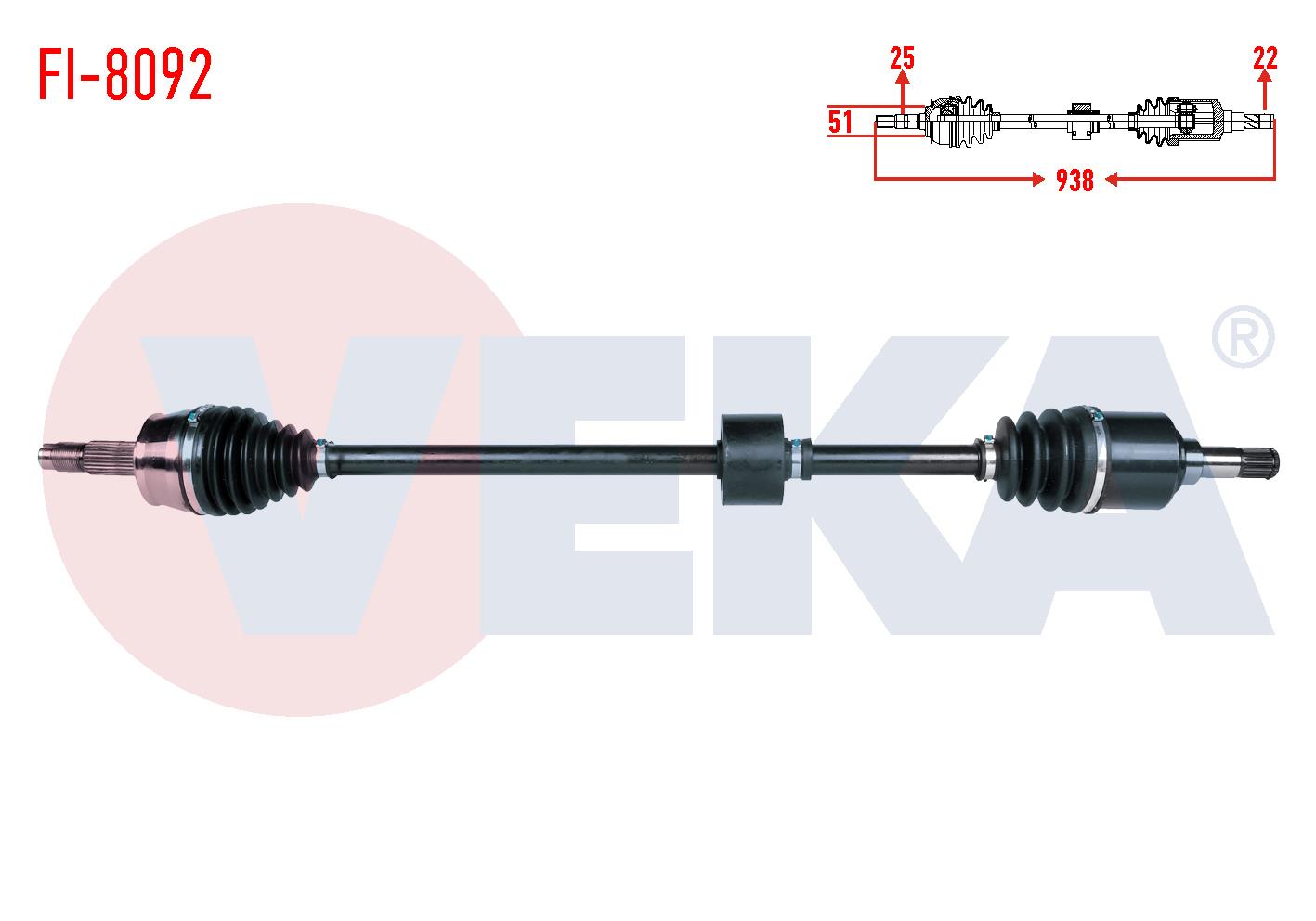 KOMPLE AKS SAG ON FIAT STILO (192) 1.6 16v M-T UZUNLUK 938mm 2001-2010
