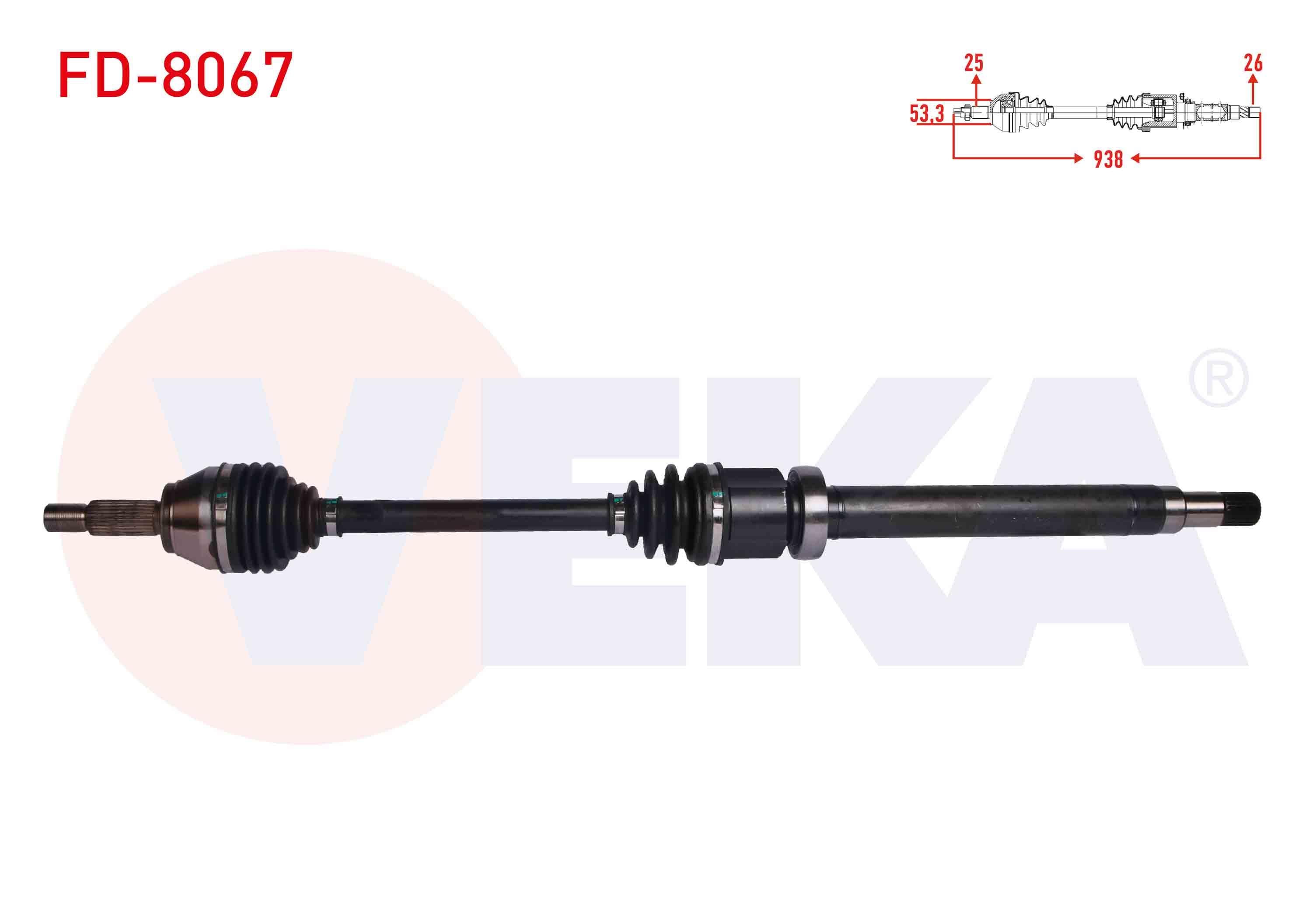 KOMPLE AKS SAG ON FORD FIESTA VI 1.4i A-T UZUNLUK 938 mm 2008-2012