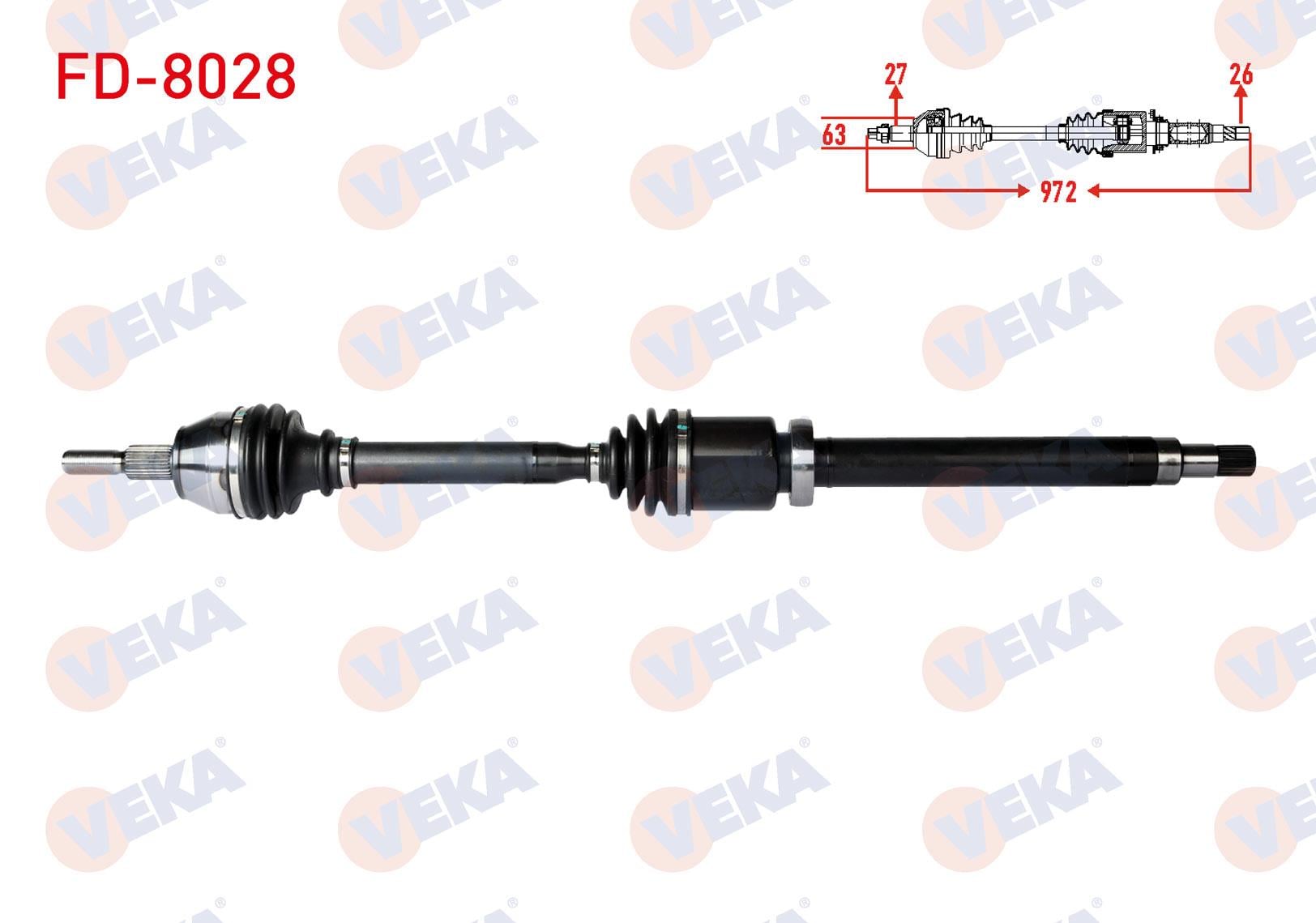 KOMPLE AKS SAG ON FORD FOCUS III 1.6 TDCI M-T  UZUNLUK 972mm 2011-2015