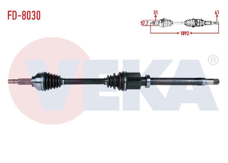 KOMPLE AKS SAG ON FORD TOURNEO CUSTOM (V362) 2.2 TDCI 155 HP UZUNLUK 1092mm 2012- BK21 3B436 AC