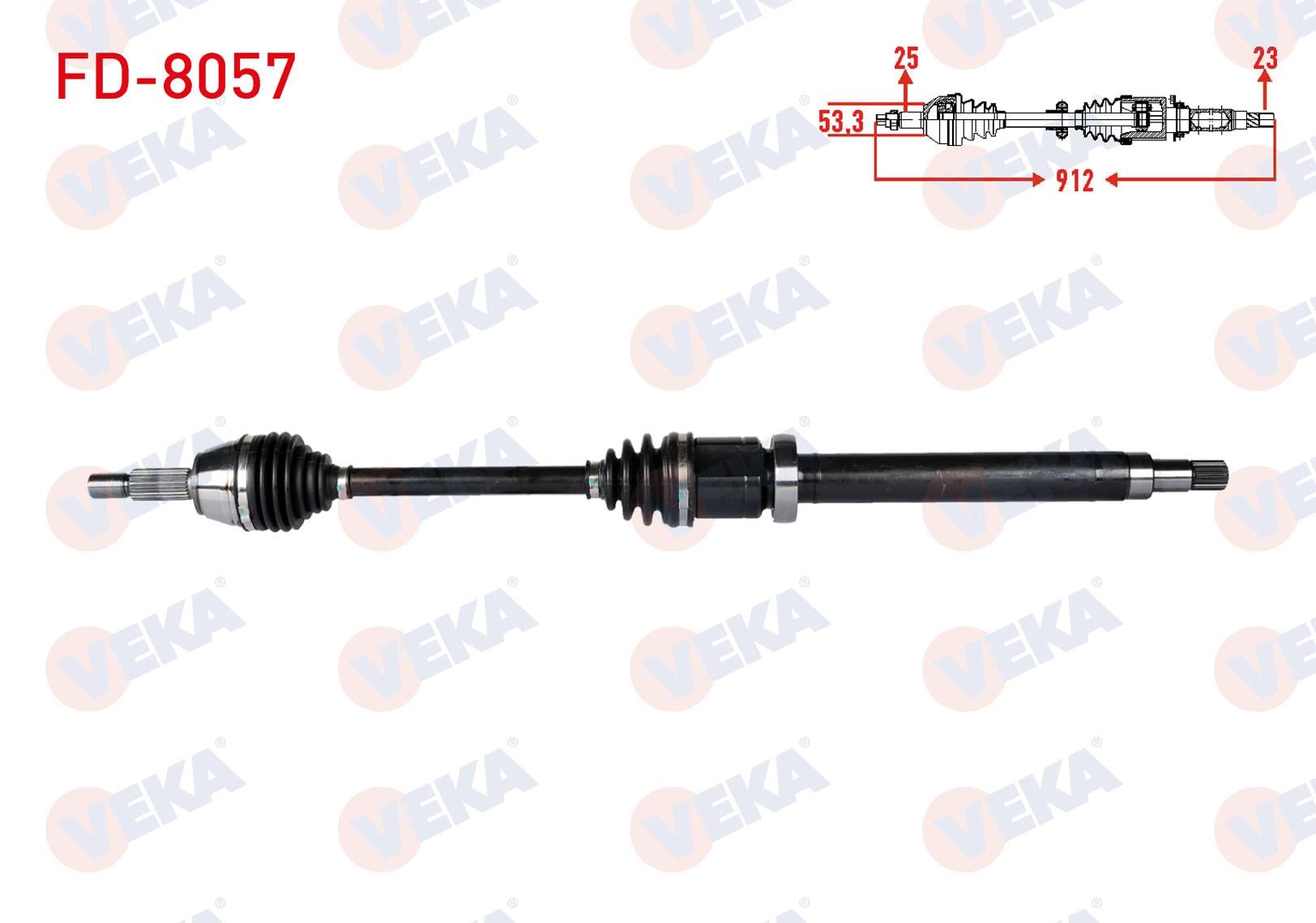 KOMPLE AKS SAG ON FORD TRANSIT COURIER 1.5 TDCI M-T UZUNLUK 912mm 2014-