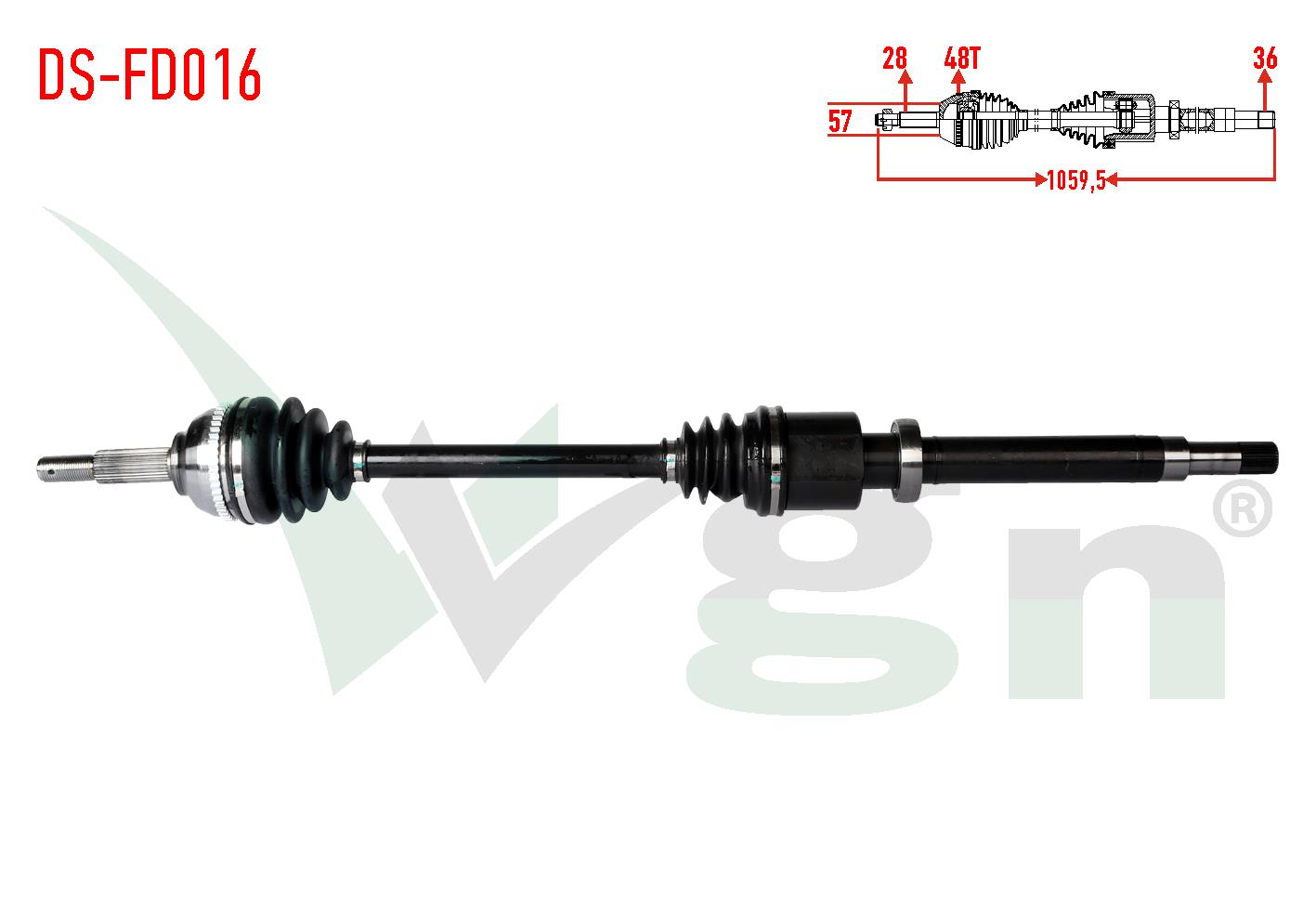 KOMPLE AKS SAG ON FORD TRANSIT (FA_ _) 2.4 TDCI ABSLI 48 DIS UZUNLUK 1059,5mm 2000-2006 1601966 4615963 3C113B436BB 3C113B436BC 4507298