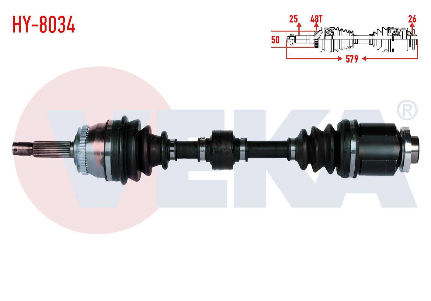 KOMPLE AKS SAG ON HYUNDAI GETZ (TB) 1.5 CRDI ABSLI 48 DIS UZUNLUK 579mm 2002-2008