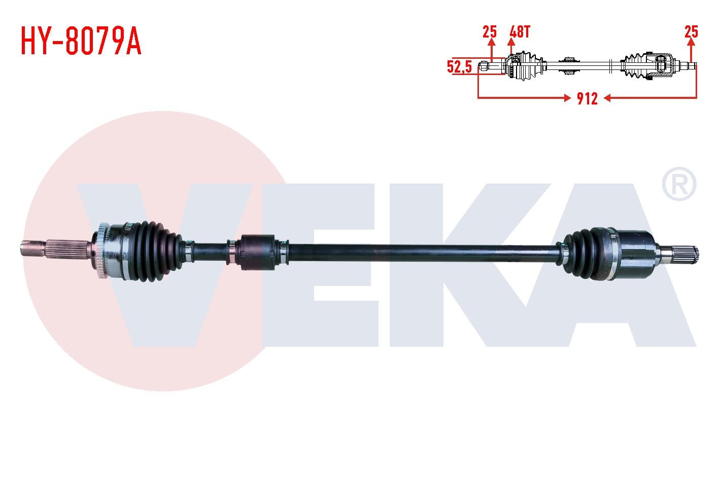 KOMPLE AKS SAG ON HYUNDAI I20 (GB) 1.2 ABSLI 48 DIS UZUNLUK 912mm 2015-