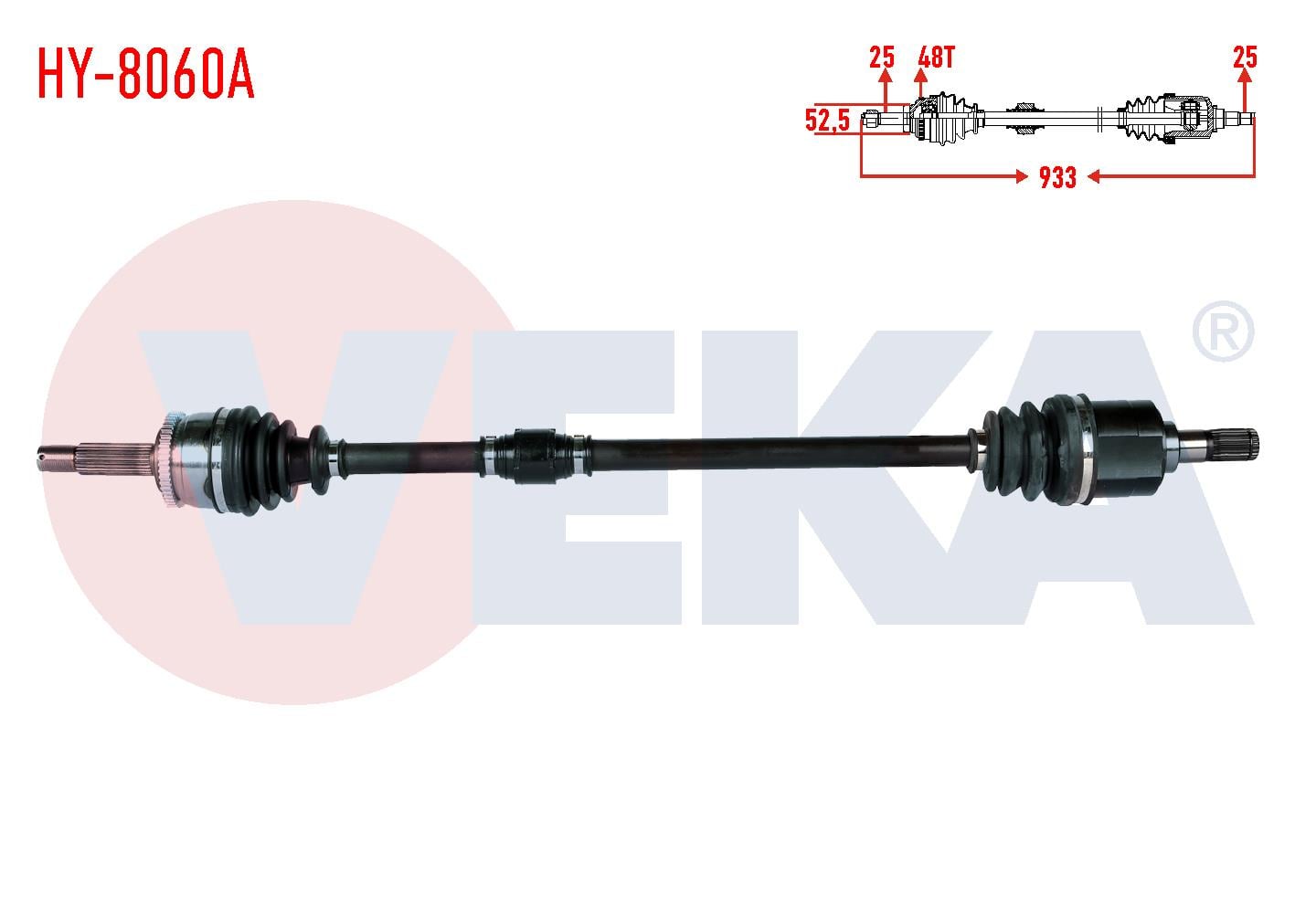 KOMPLE AKS SAG ON HYUNDAI I20 (PB, PBT) 1.4 CVVT A-T ABSLI 48 DIS UZUNLUK 933mm 2008-2015