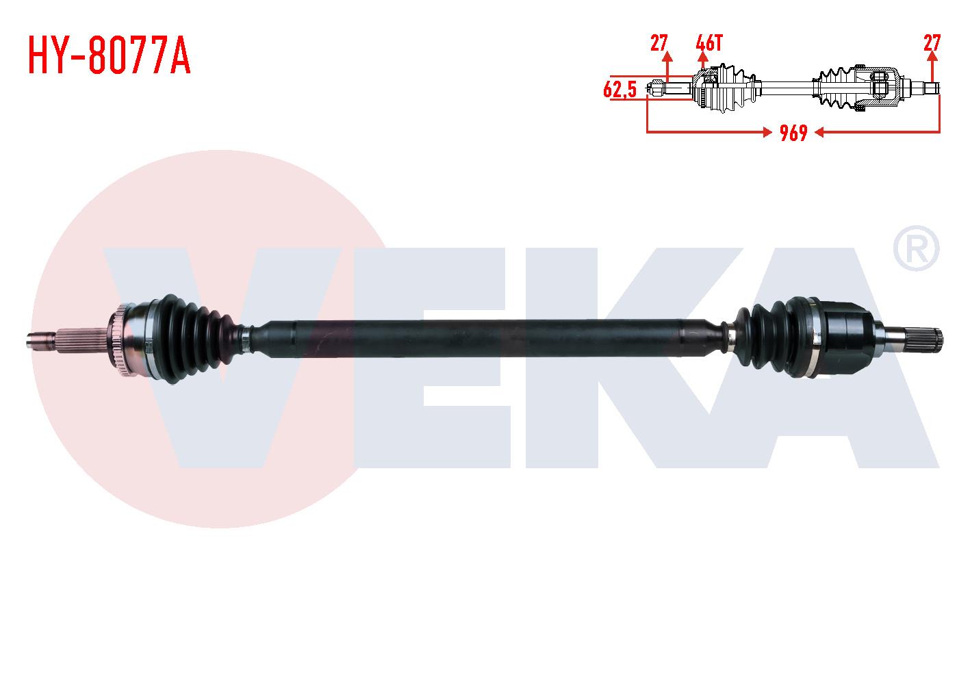 KOMPLE AKS SAG ON HYUNDAI I30 1.6 CRDI ABSLI 46 DIS M-T UZUNLUK 969mm 2011-