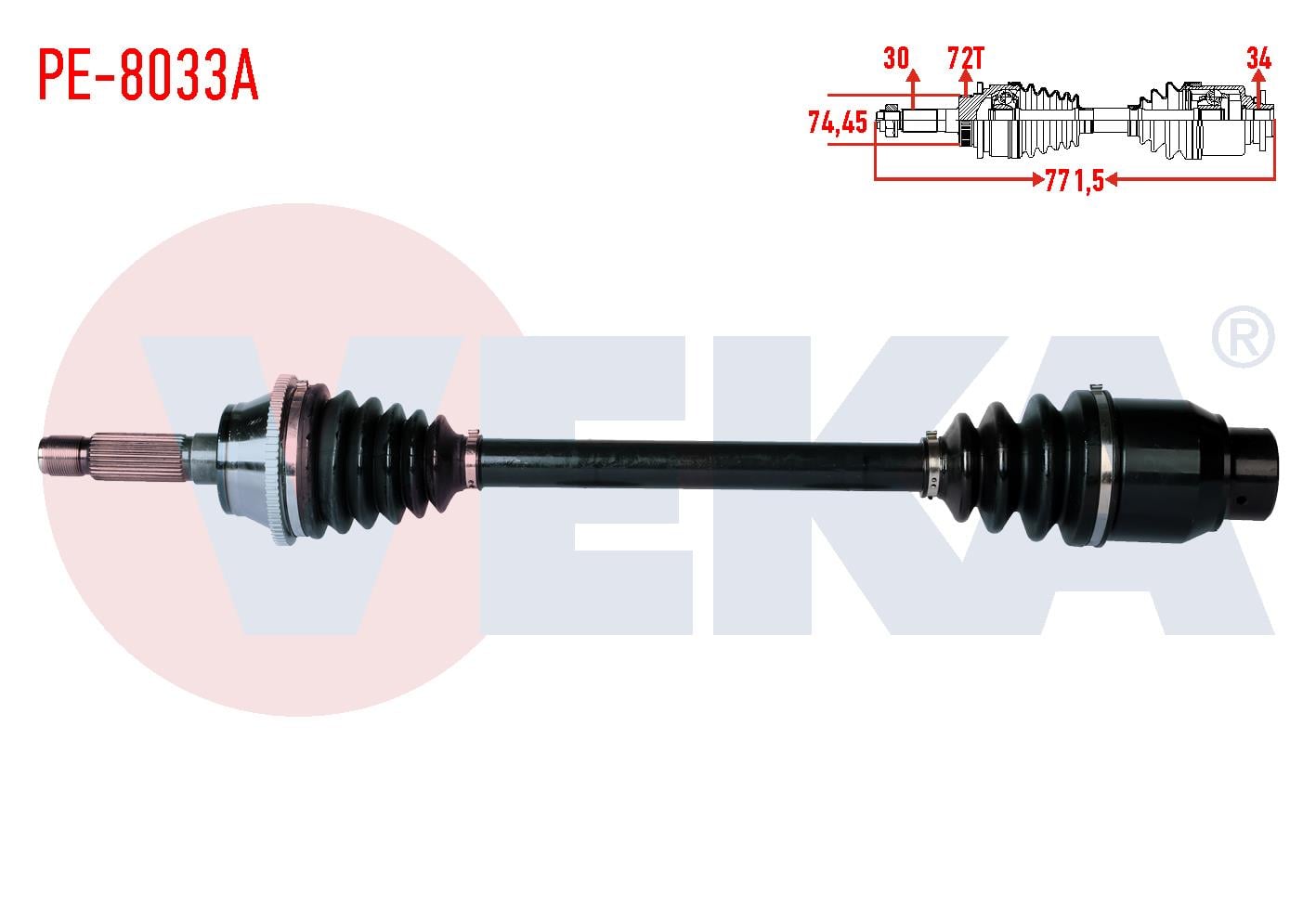 KOMPLE AKS SAG ON KARSAN J10 2.3 D ABSLI 72 DIS UZUNLUK 771,5mm 2010-