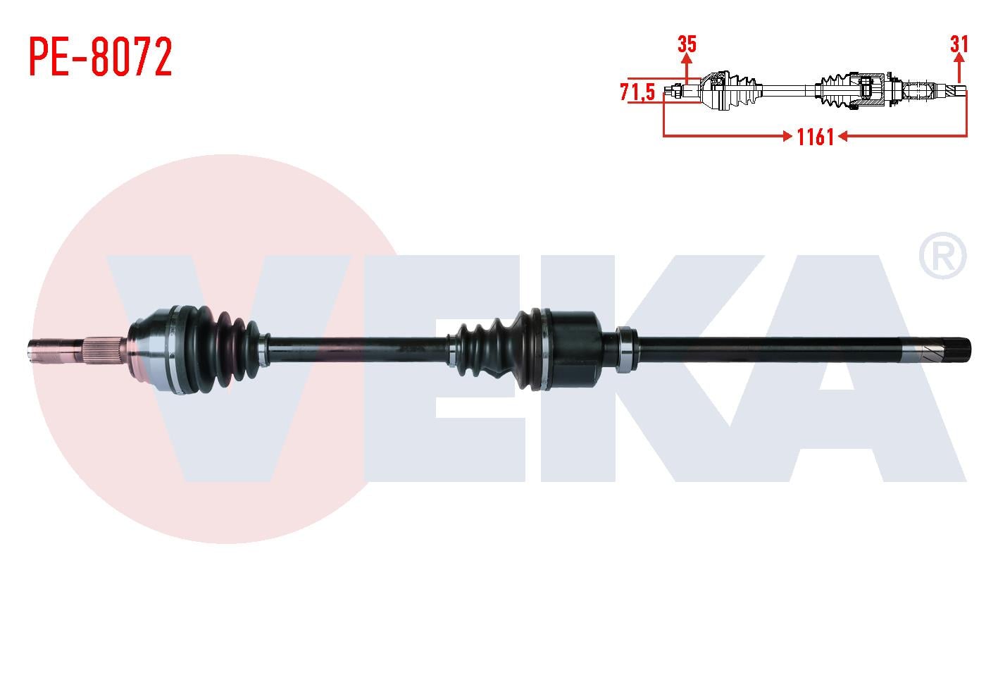 KOMPLE AKS SAG ON KARSAN JEST 2.3 D EURO 5 MT UZUNLUK 1161mm 2012-