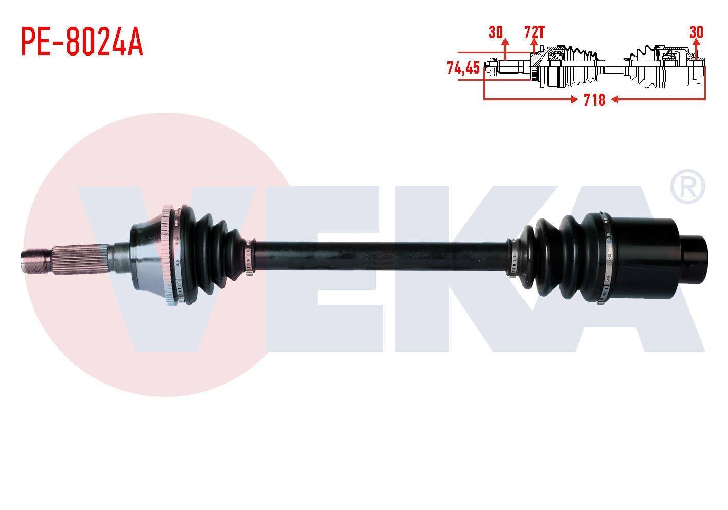 KOMPLE AKS SAG ON KARSAN PREMIER 2.8 D ABSLI 72 DIS UZUNLUK 718mm 2007-2010