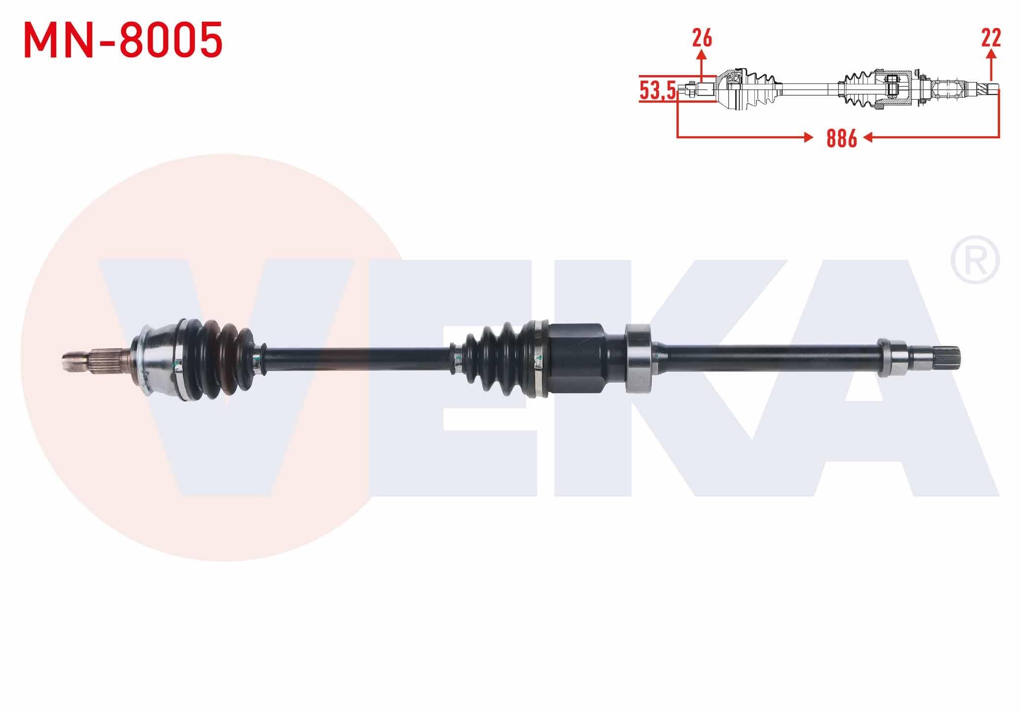 KOMPLE AKS SAG ON MINI COOPER (R50,R53) 1.6 M-T / COOPER ONE (R50,R53) 1.6 M-T UZUNLUK 886mm 2001-2006