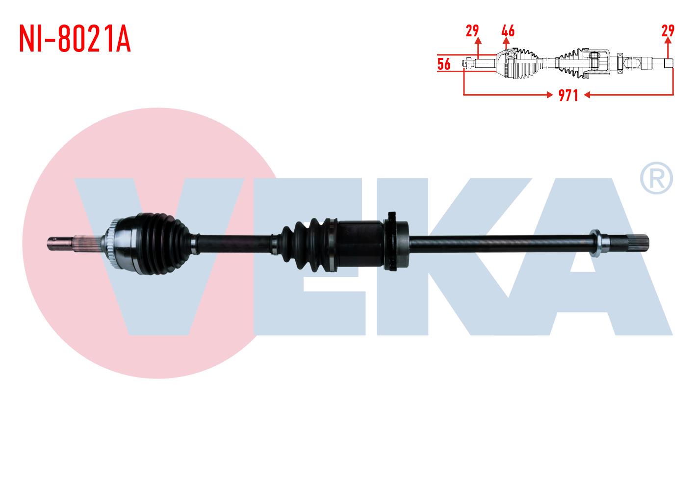 KOMPLE AKS SAG ON NISSAN MAXIMA III (A32) 2.0i V6 24v A-T/M-T ABSLI 46 DIS UZUNLUK 971 mm 1995-2000