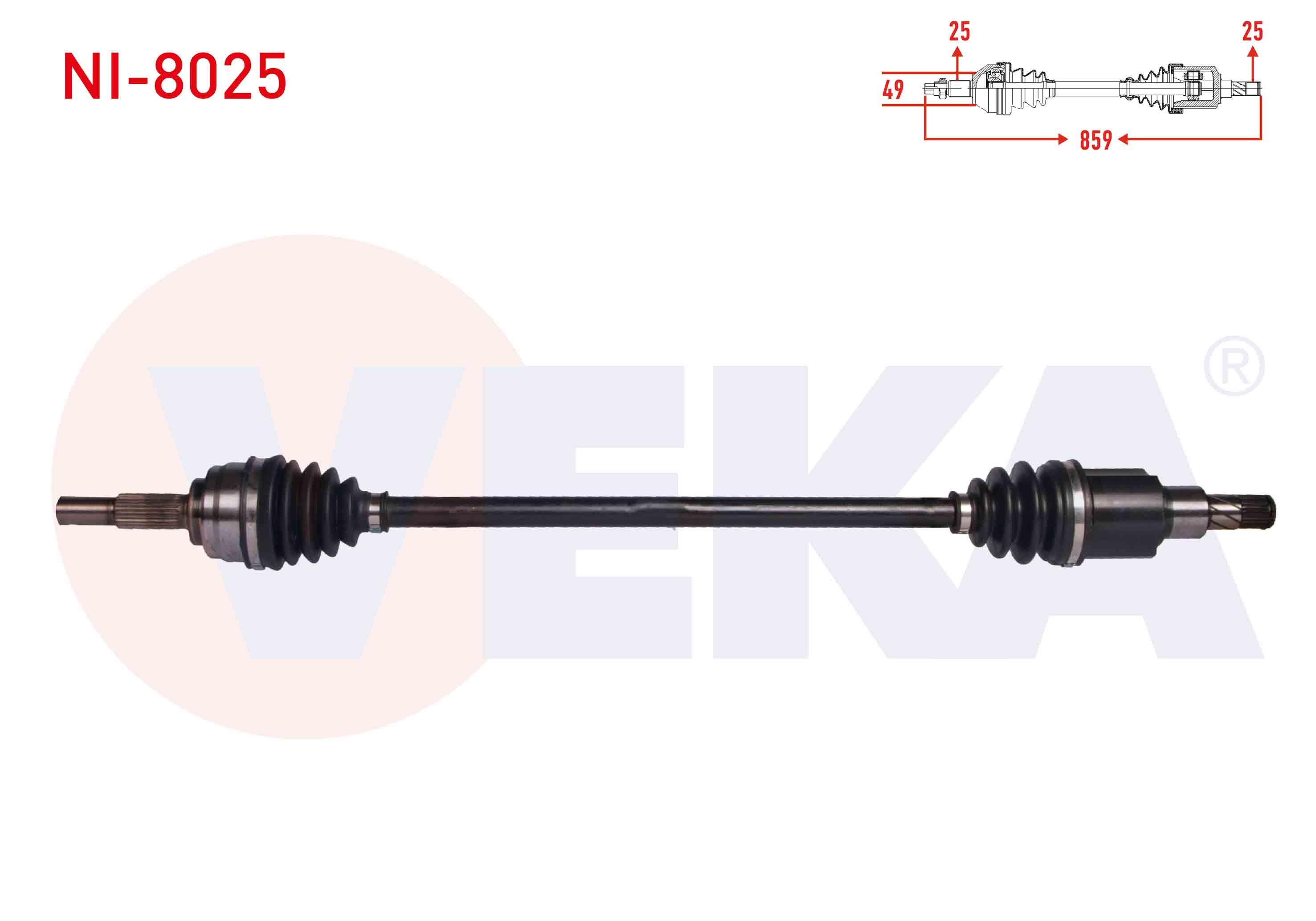 KOMPLE AKS SAG ON NISSAN MICRA IV (K13) 1.2 DIG A-T UZUNLUK 859 mm 2010-