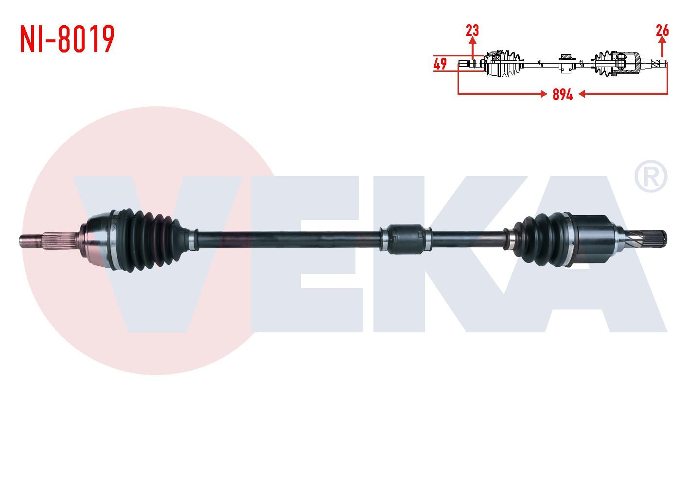 KOMPLE AKS SAG ON NISSAN MICRA (K12) 1.2i 16v M-T UZUNLUK 894mm 2003-2010