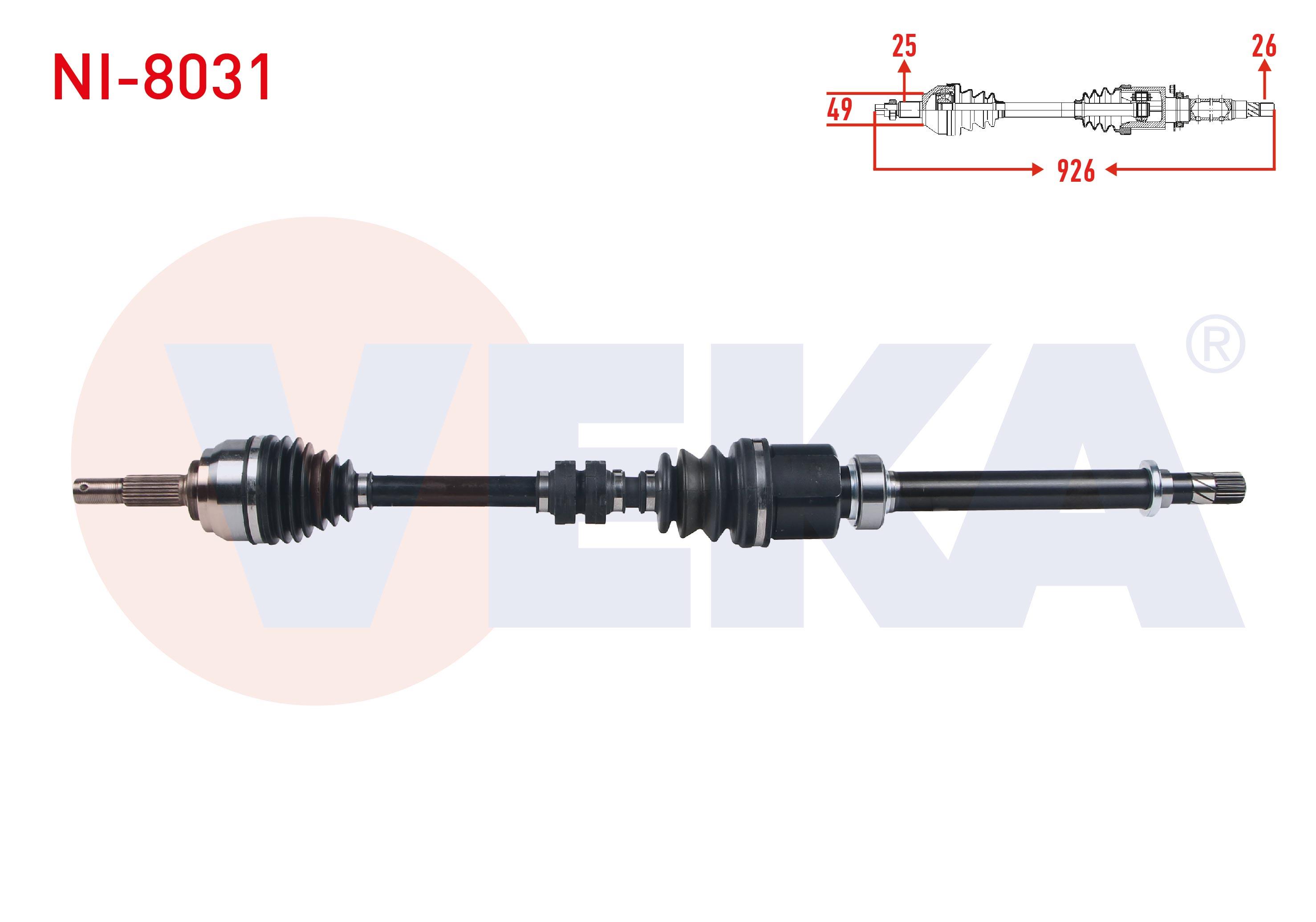 KOMPLE AKS SAG ON NISSAN NOTE (E12) 1.5 DCI M-T UZUNLUK 926 mm 2013-