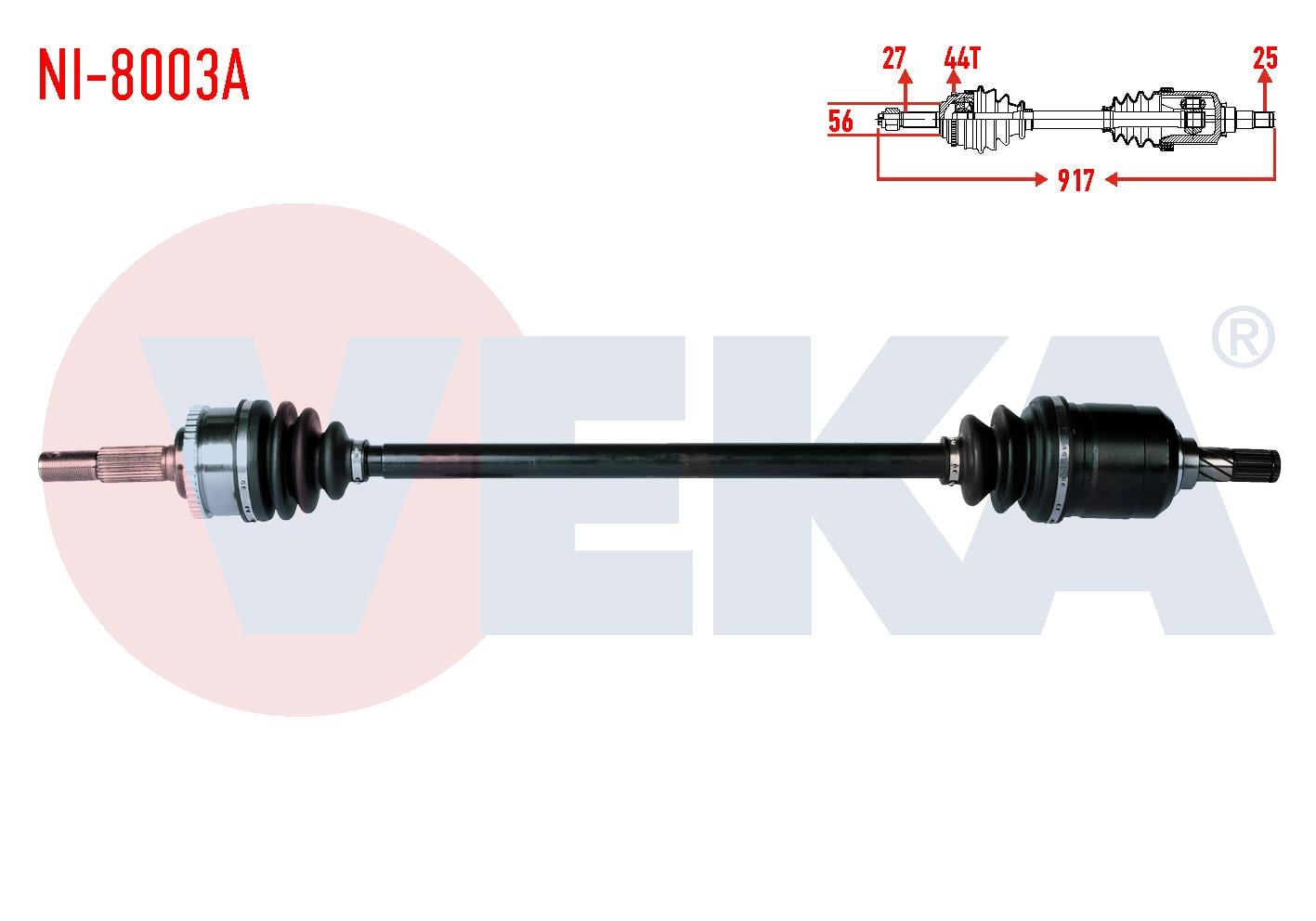 KOMPLE AKS SAG ON NISSAN PRIMERA (P11) 1.8i 16v ABSLI 44 DIS UZUNLUK 917mm 1996-2001