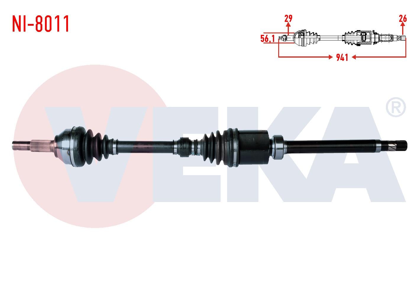 KOMPLE AKS SAG ON NISSAN QASHQAI (J10) 1.5 DCI UZUNLUK 941mm 2007-2014