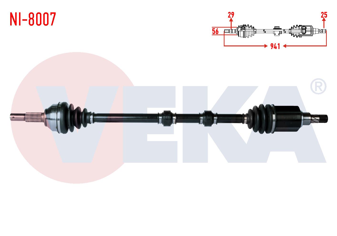 KOMPLE AKS SAG ON NISSAN QASHQAI (J10) 1.6i A-T UZUNLUK 941mm 2007-2014
