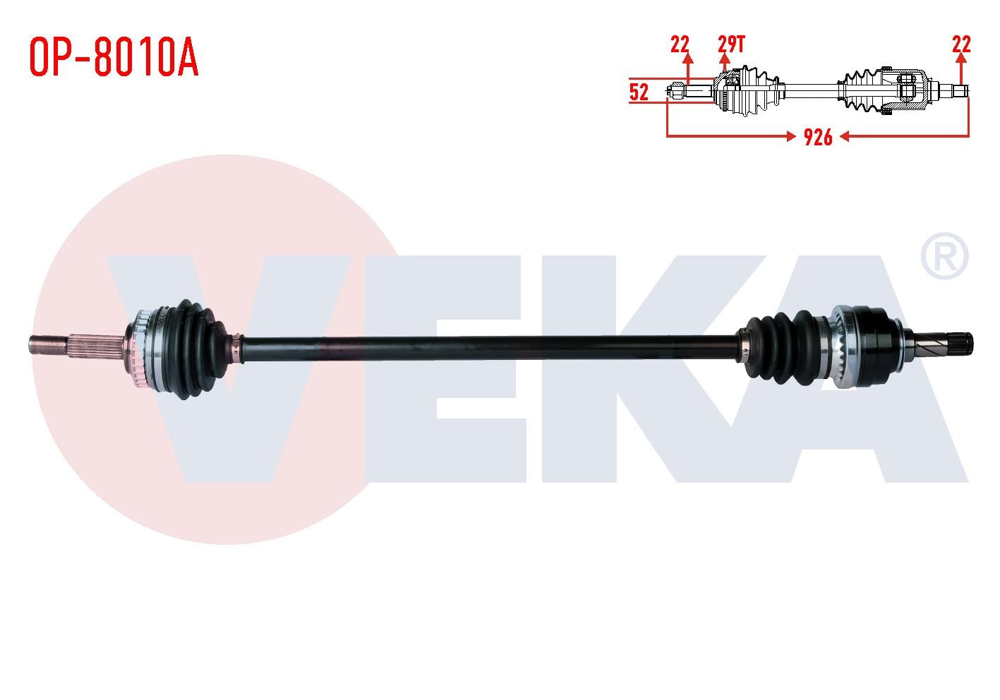 KOMPLE AKS SAG ON OPEL ASTRA F 1.4i ABSLI 29 DIS UZUNLUK 926mm 1991-1998