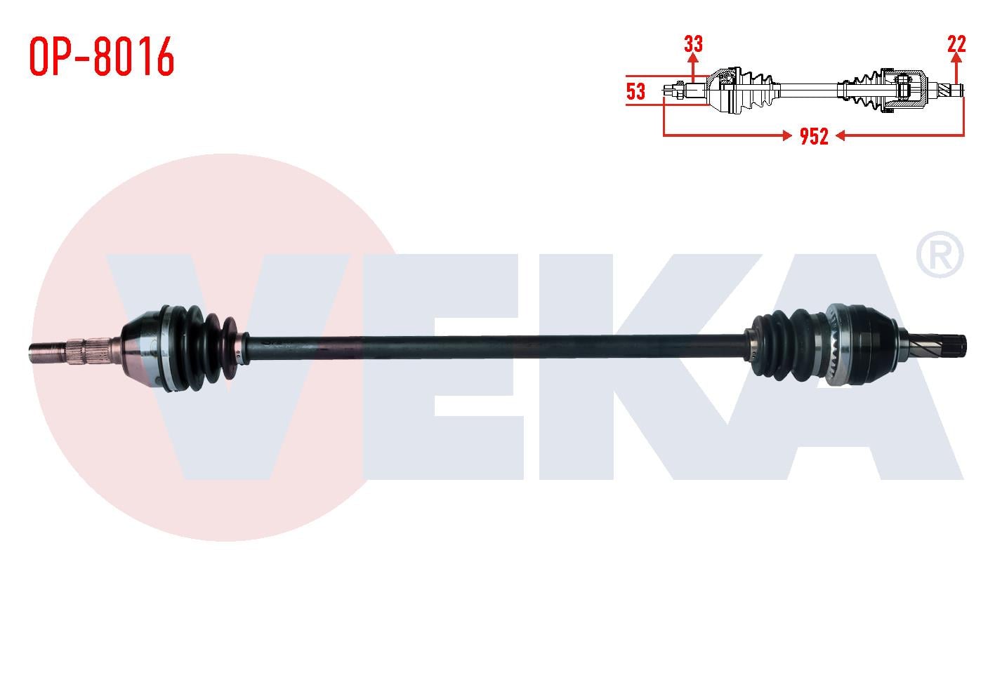 KOMPLE AKS SAG ON OPEL ASTRA H 1.4i UZUNLUK 952mm 2004-2010