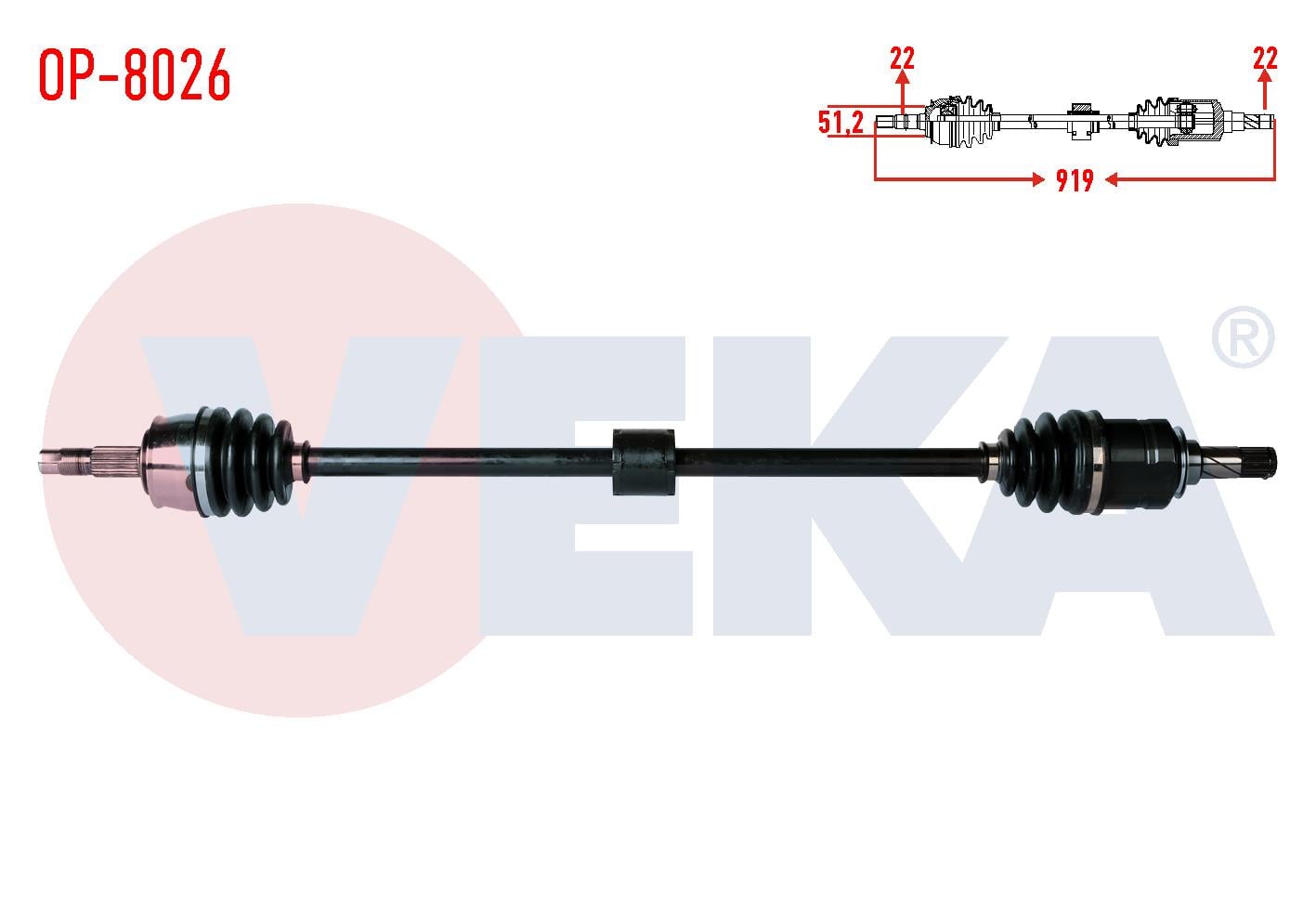 KOMPLE AKS SAG ON OPEL CORSA D 1.2 M-T UZUNLUK 919mm 2006-2014
