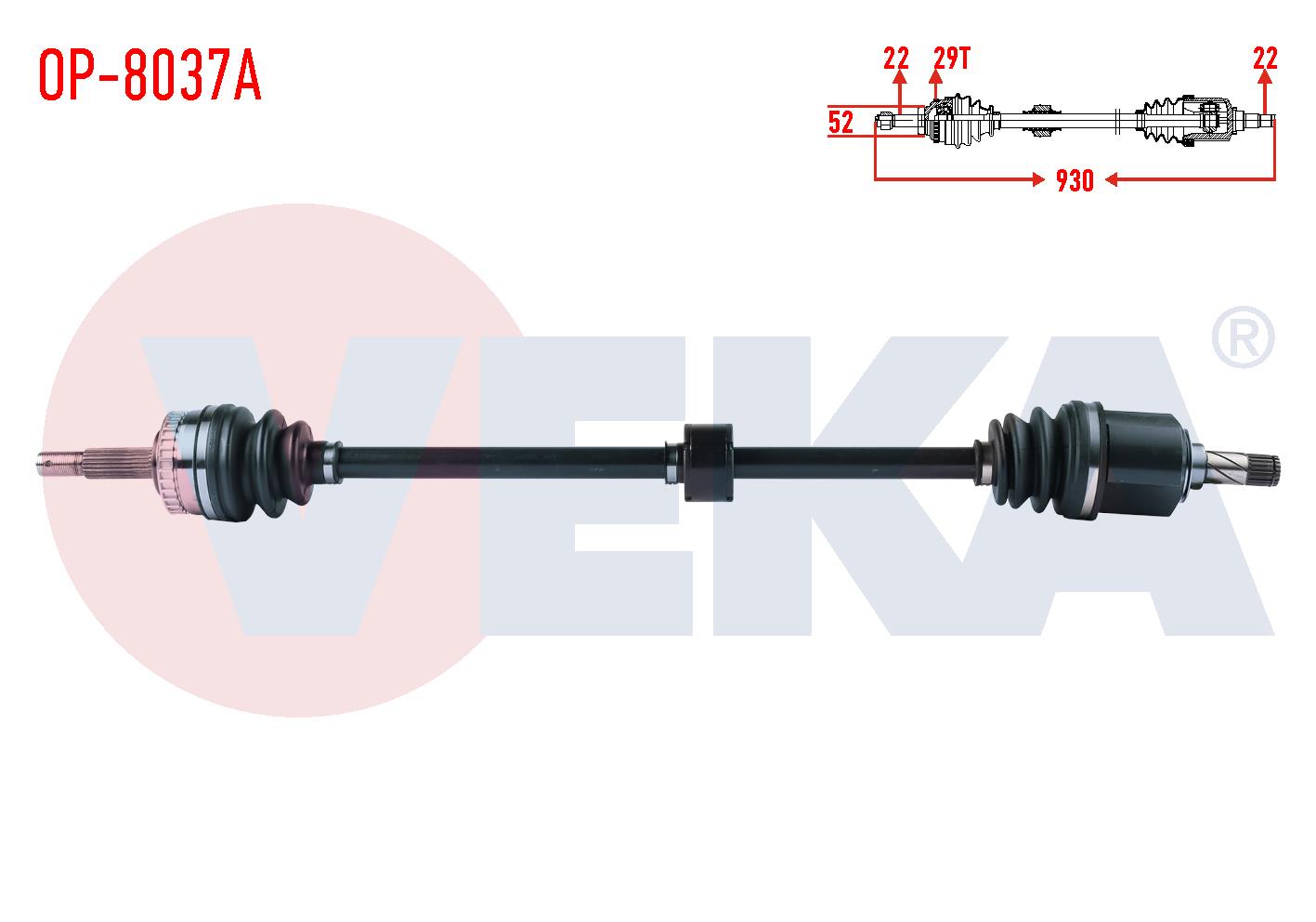 KOMPLE AKS SAG ON OPEL MERIVA A 1.6 ABSLI 29 DIS UZUNLUK 930mm 2003-2010