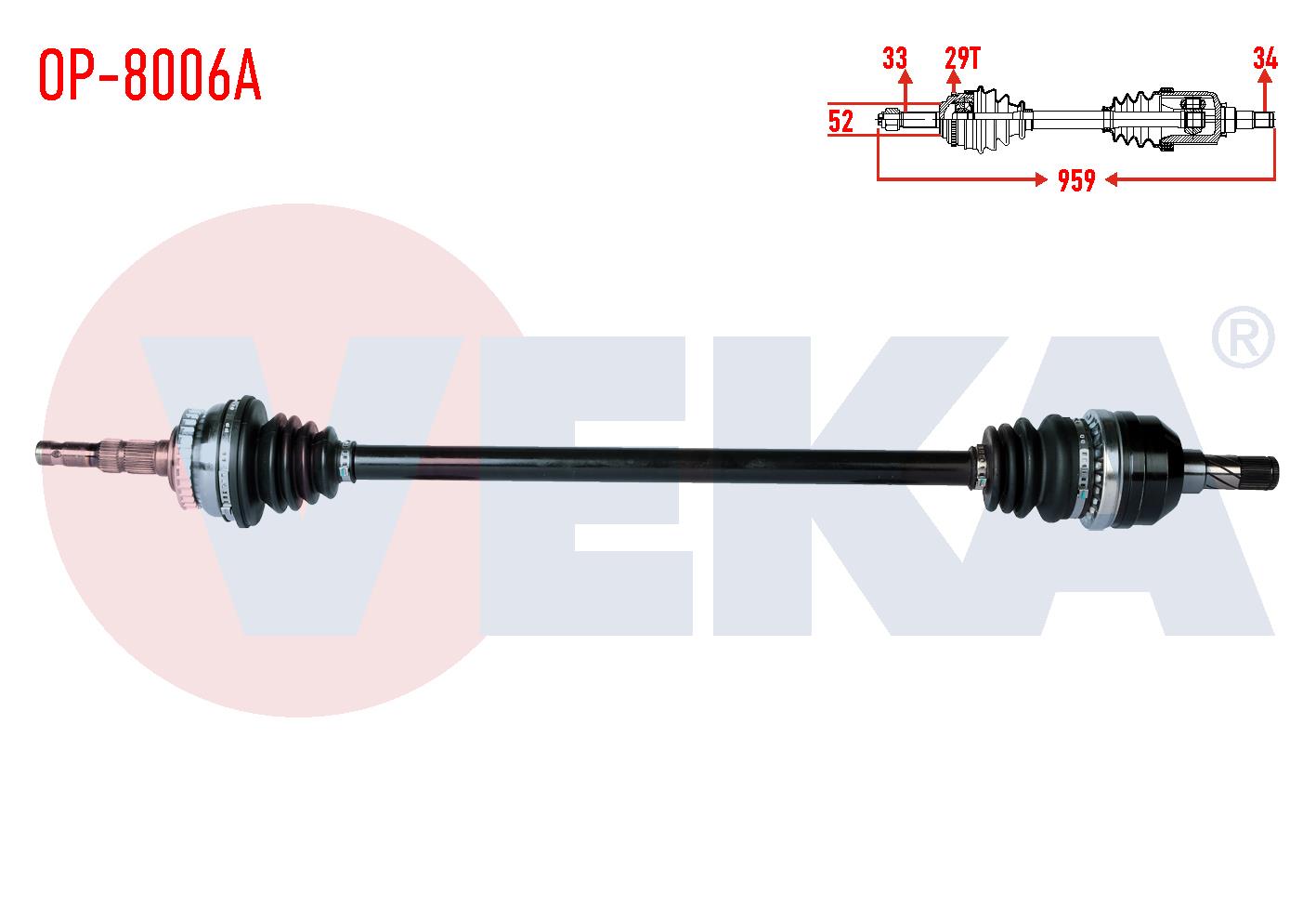 KOMPLE AKS SAG ON OPEL VECTRA B 2.0i ABSLI 29 DIS UZUNLUK 959mm 1995-2003