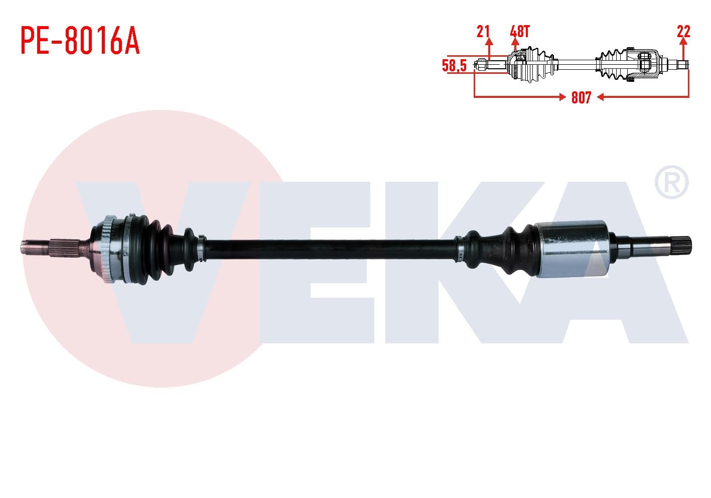 KOMPLE AKS SAG ON PEUGEOT 106 II 1.4i ABSLI 48 DIS UZUNLUK 807mm 1996-2002