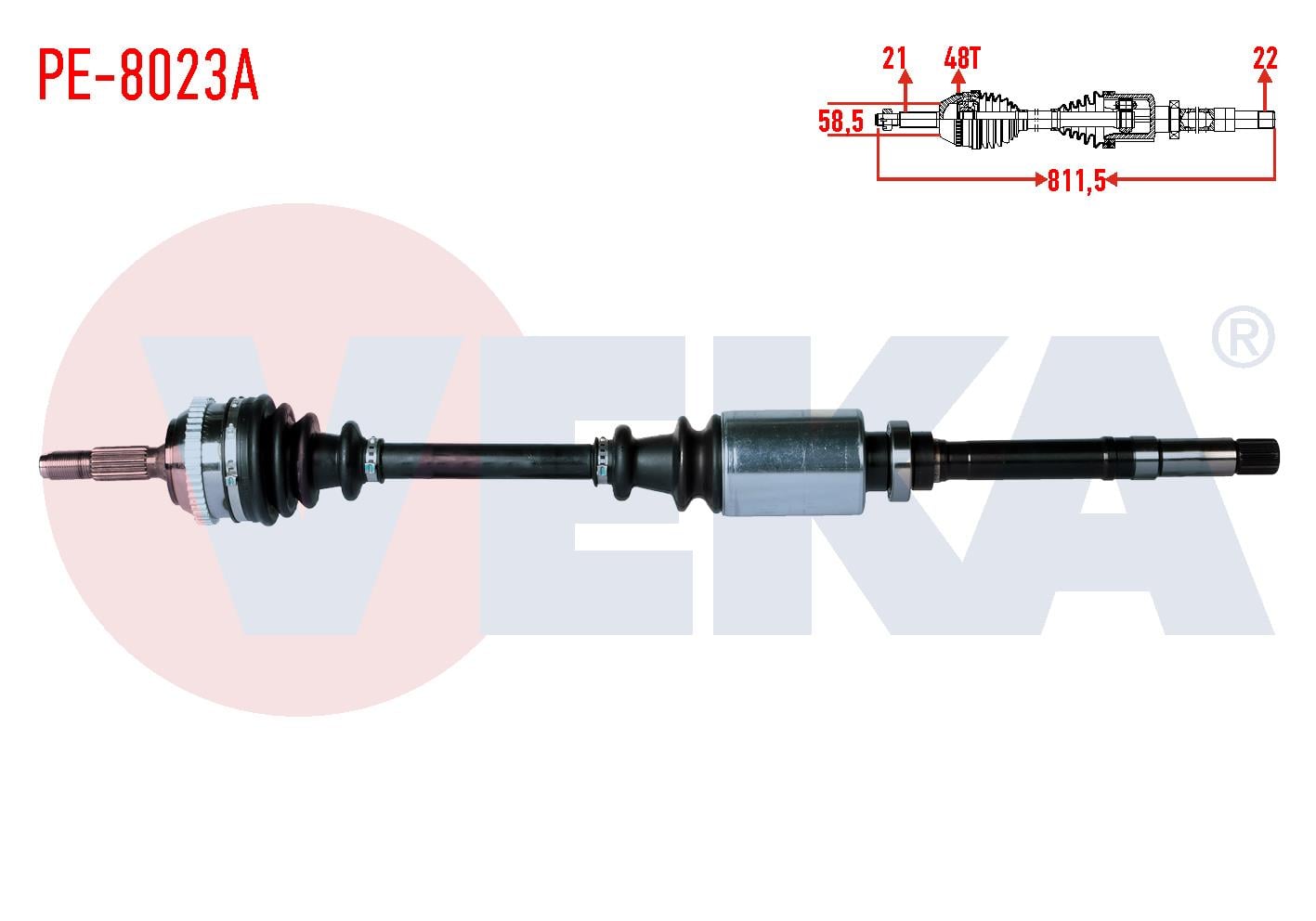 KOMPLE AKS SAG ON PEUGEOT 106 II 1.6i GTI ABSLI 48 DIS UZUNLUK 811,5mm 1996-2002