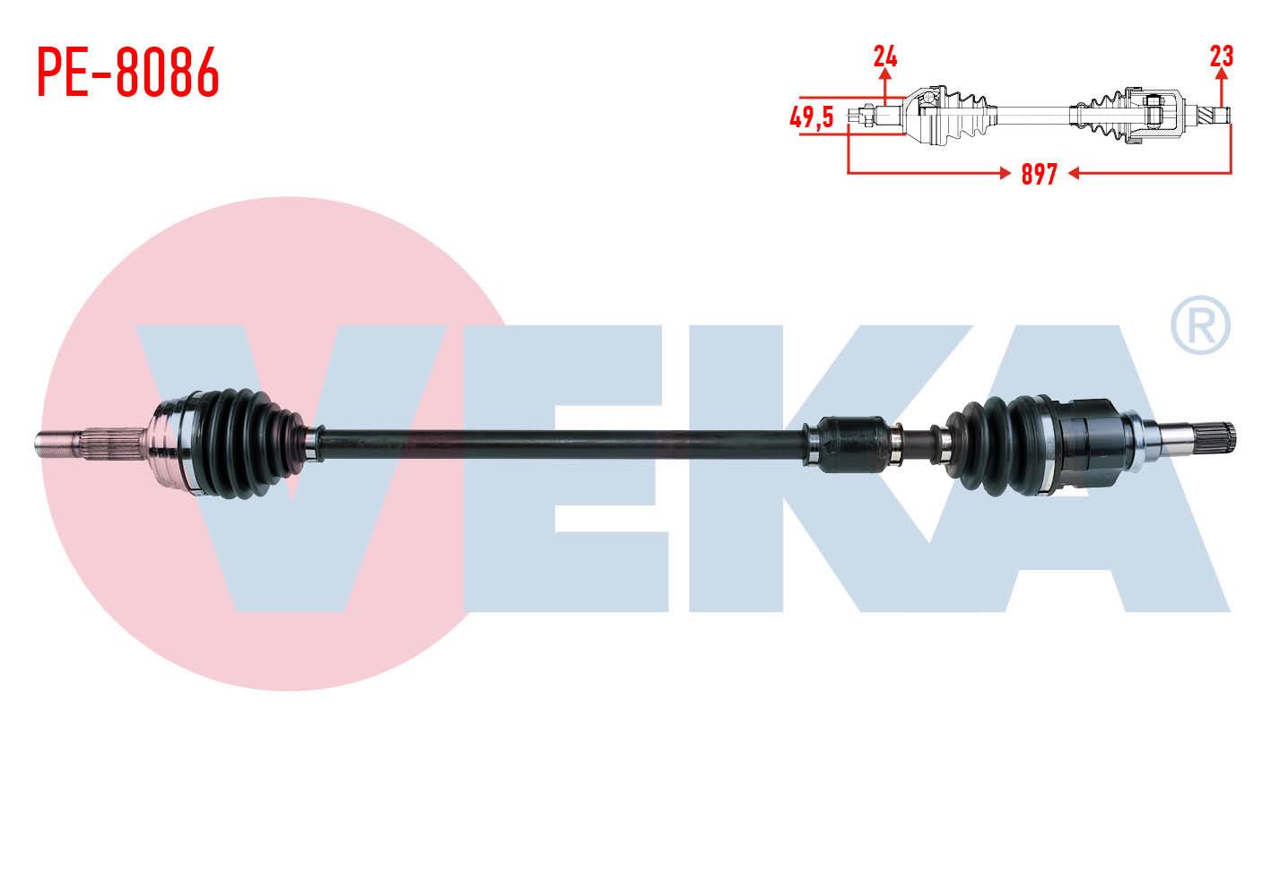 KOMPLE AKS SAG ON PEUGEOT 107 1.4 HDI UZUNLUK 897mm 2005-