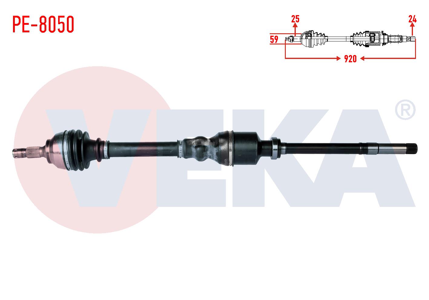 KOMPLE AKS SAG ON PEUGEOT 207 (WA,WC) 1.6 HDI MC SANZUMAN M-T UZUNLUK 920mm 2006-2012