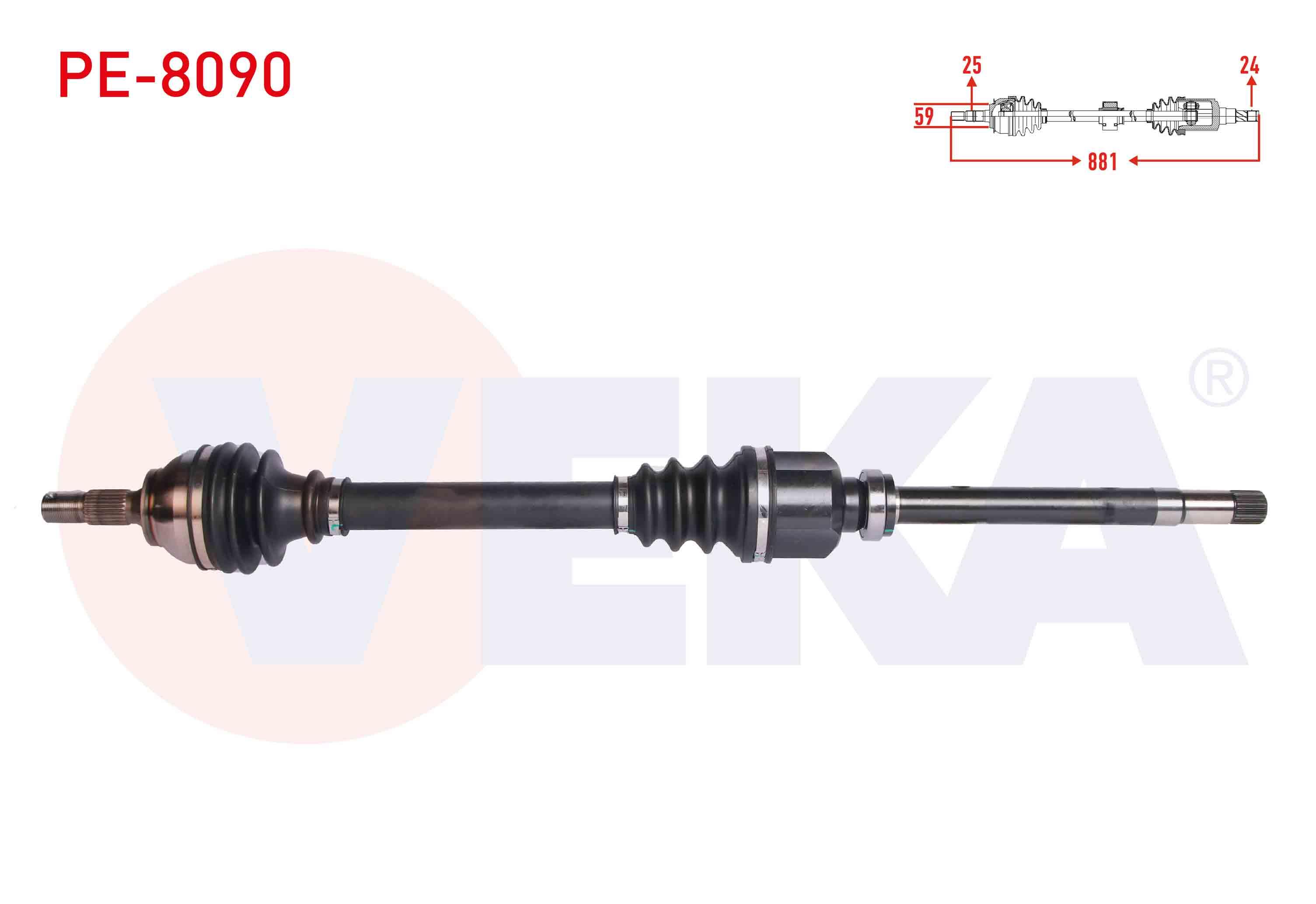 KOMPLE AKS SAG ON PEUGEOT 208 1.6 HDI UZUNLUK 881 mm 2012-