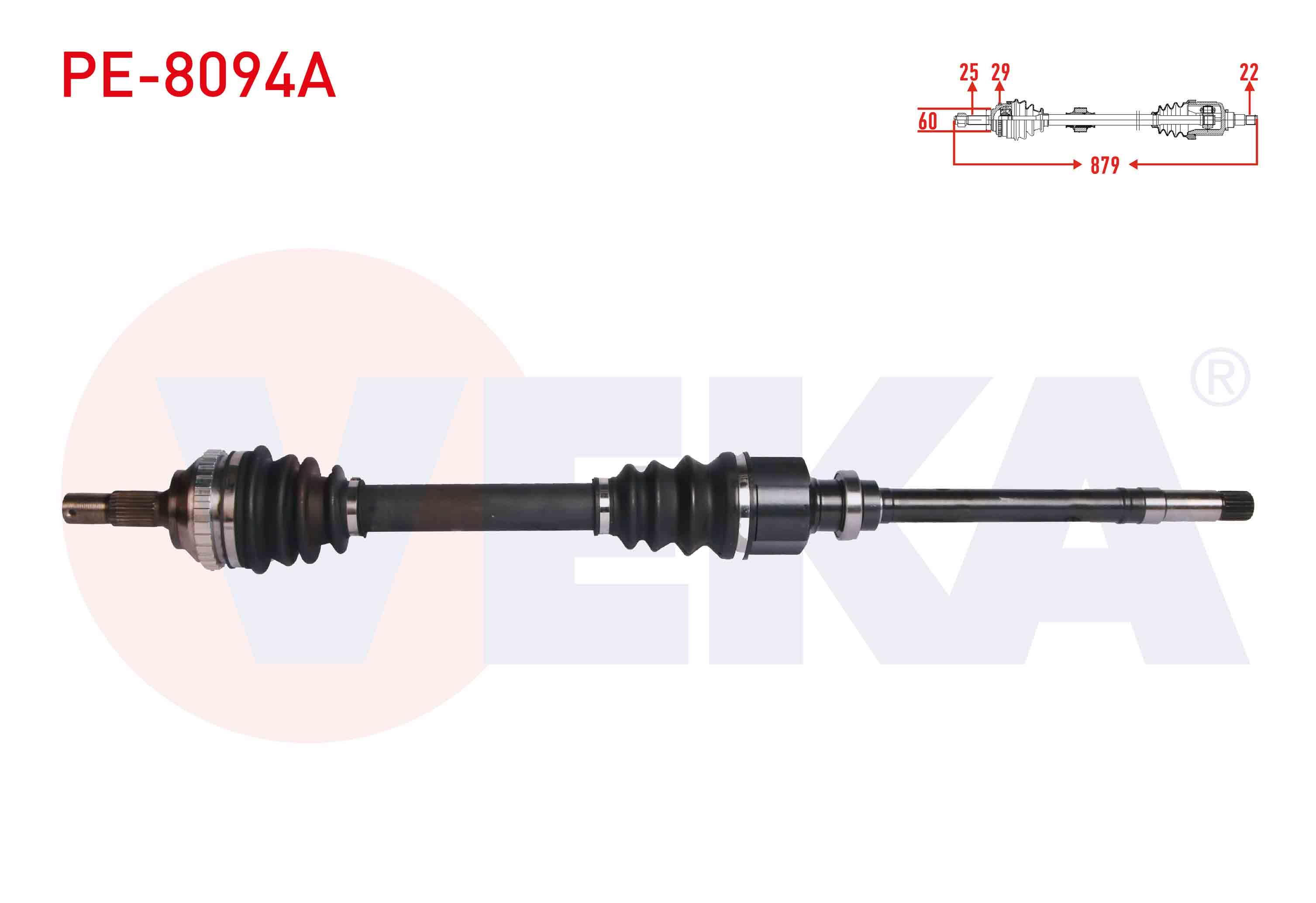 KOMPLE AKS SAG ON PEUGEOT 306 (7B,N3,N5) 1.6i M-T ABSLI 29 DIS UZUNLUK 879 mm 1993-2002