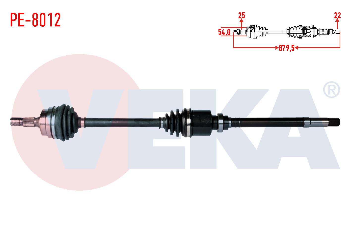 KOMPLE AKS SAG ON PEUGEOT 306 (7B,N3,N5) 1.6i UZUNLUK 879,5mm 1993-2002