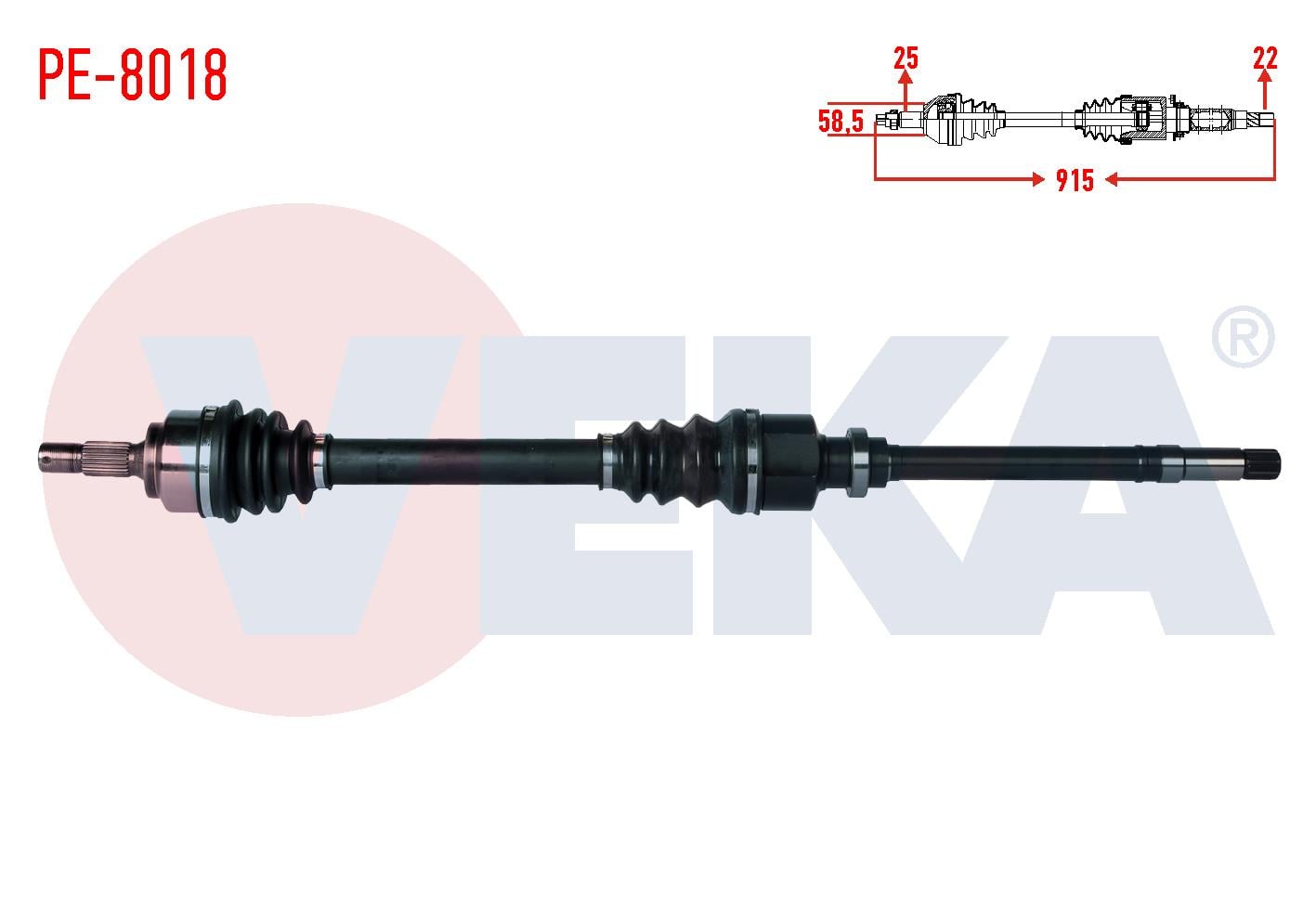 KOMPLE AKS SAG ON PEUGEOT 307 (3A/C) 1.4 MA SANZUMAN UZUNLUK 915mm 2000-2007