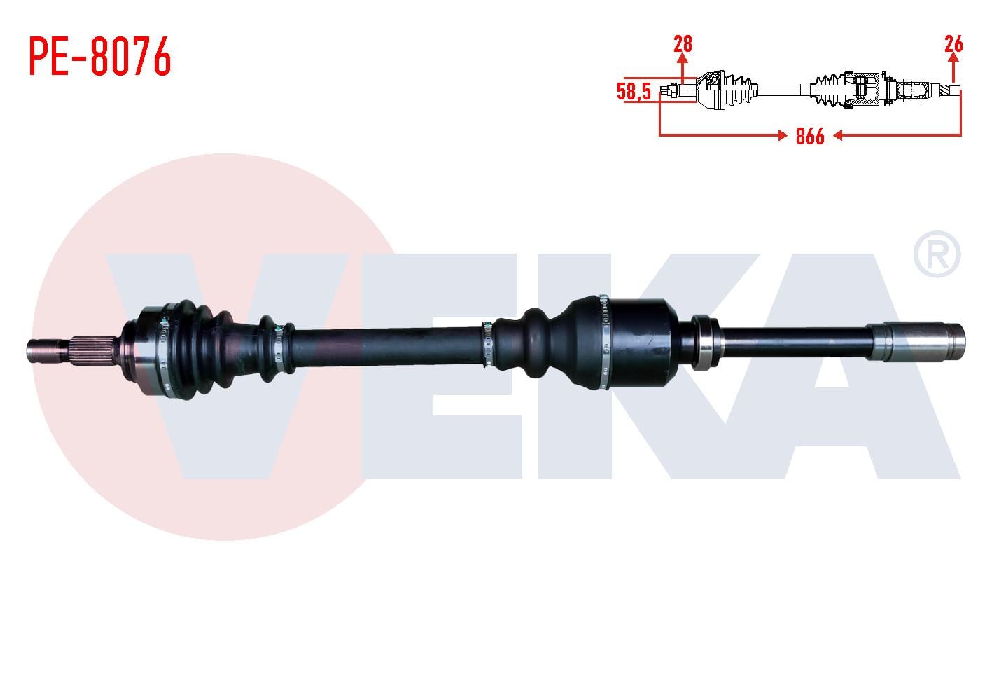 KOMPLE AKS SAG ON PEUGEOT 407 (6D) 2.0i A-T UZUNLUK 866mm 2004-2011
