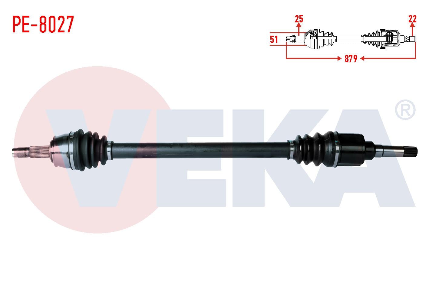 KOMPLE AKS SAG ON PEUGEOT BIPPER (AA) 1.4 HDI UZUNLUK 879mm 2008-
